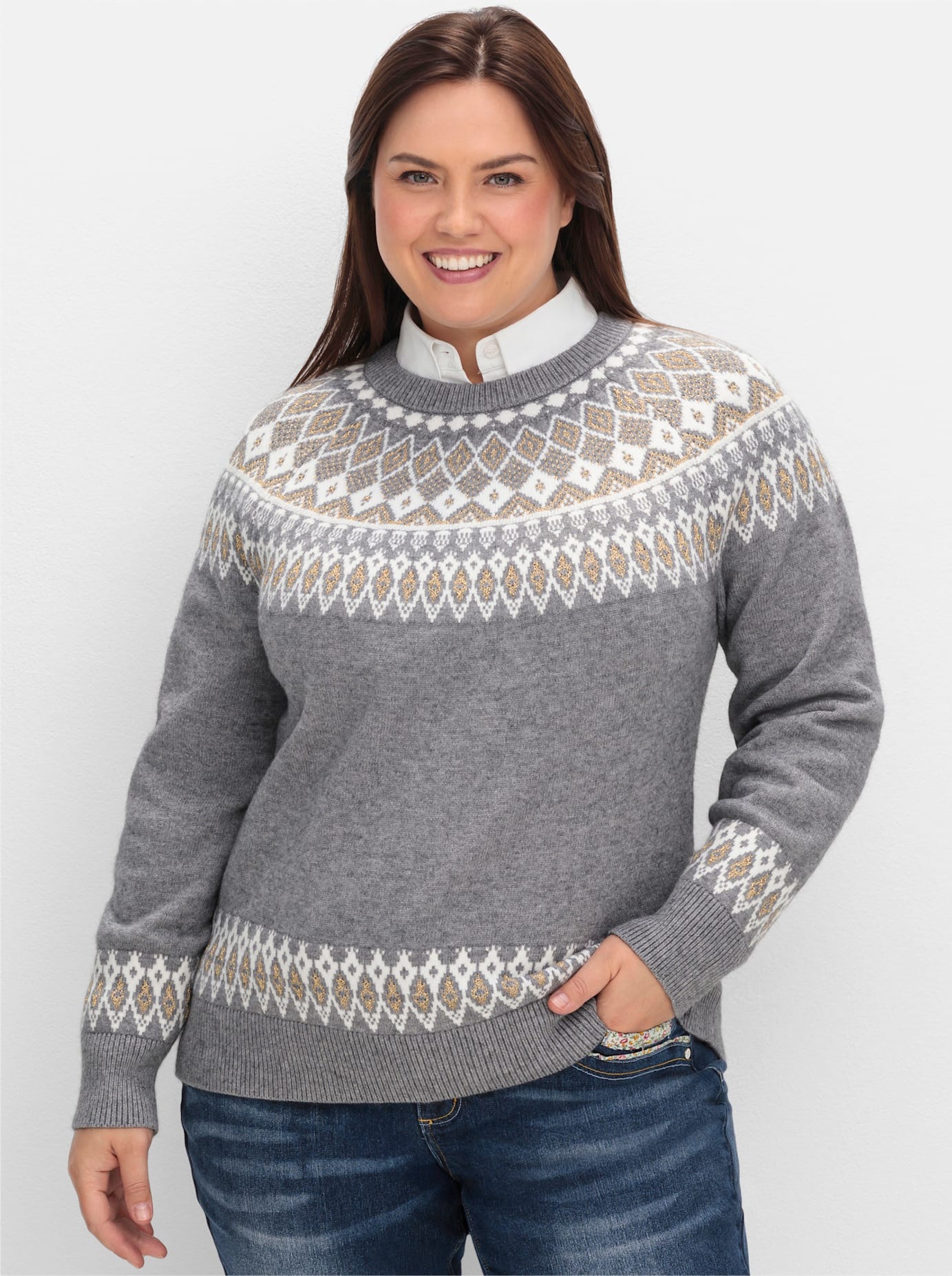 Image of sheego by Joe Browns Jacquardpullover "Strickpullover"