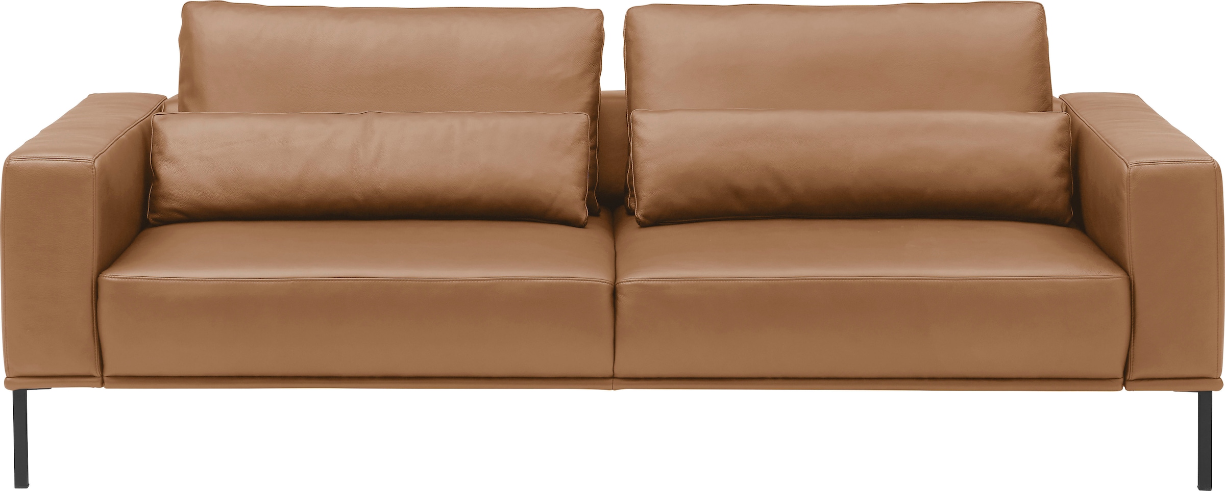 Musterring 3-places »JustB!PM100, 242 cm breit, aus hochwertigem Leder« Canapé XL, au choix avec coussin lombaire et extension de siège motorisée, pieds noirs