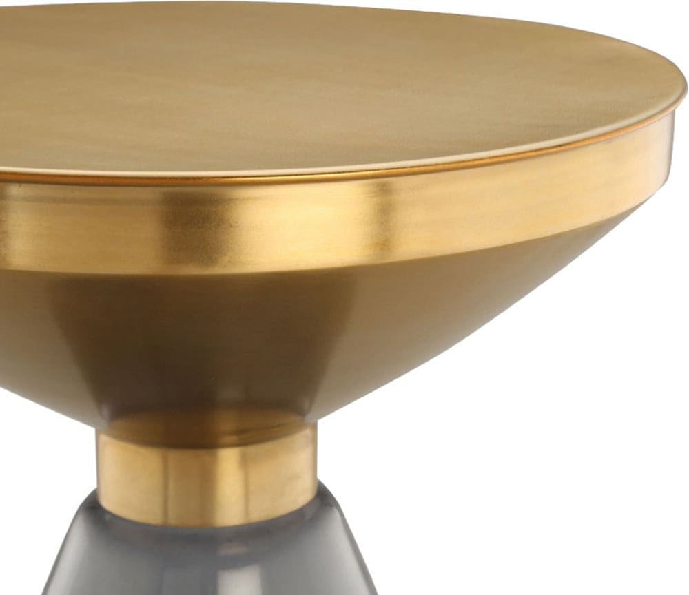 Kayoom Beistelltisch »Roman 325, mundgeblasener Glaskorpus«, (1 St.), mundgeblasener Glaskorpus, Retro-Design, goldfarbenene Metall-Tischplatte