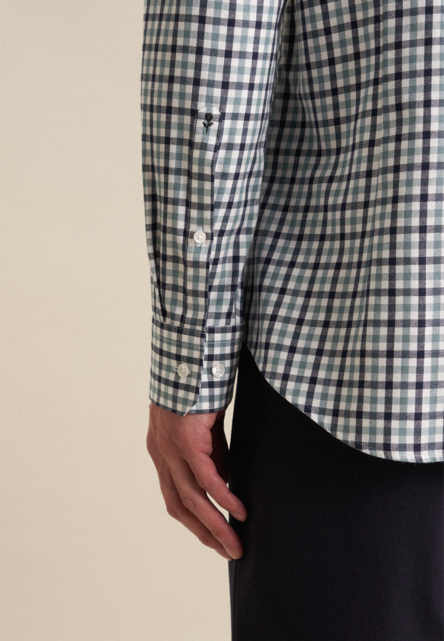 seidensticker Flanellhemd »Slim« Slim 1/1 Button-Down-Kragen Karo