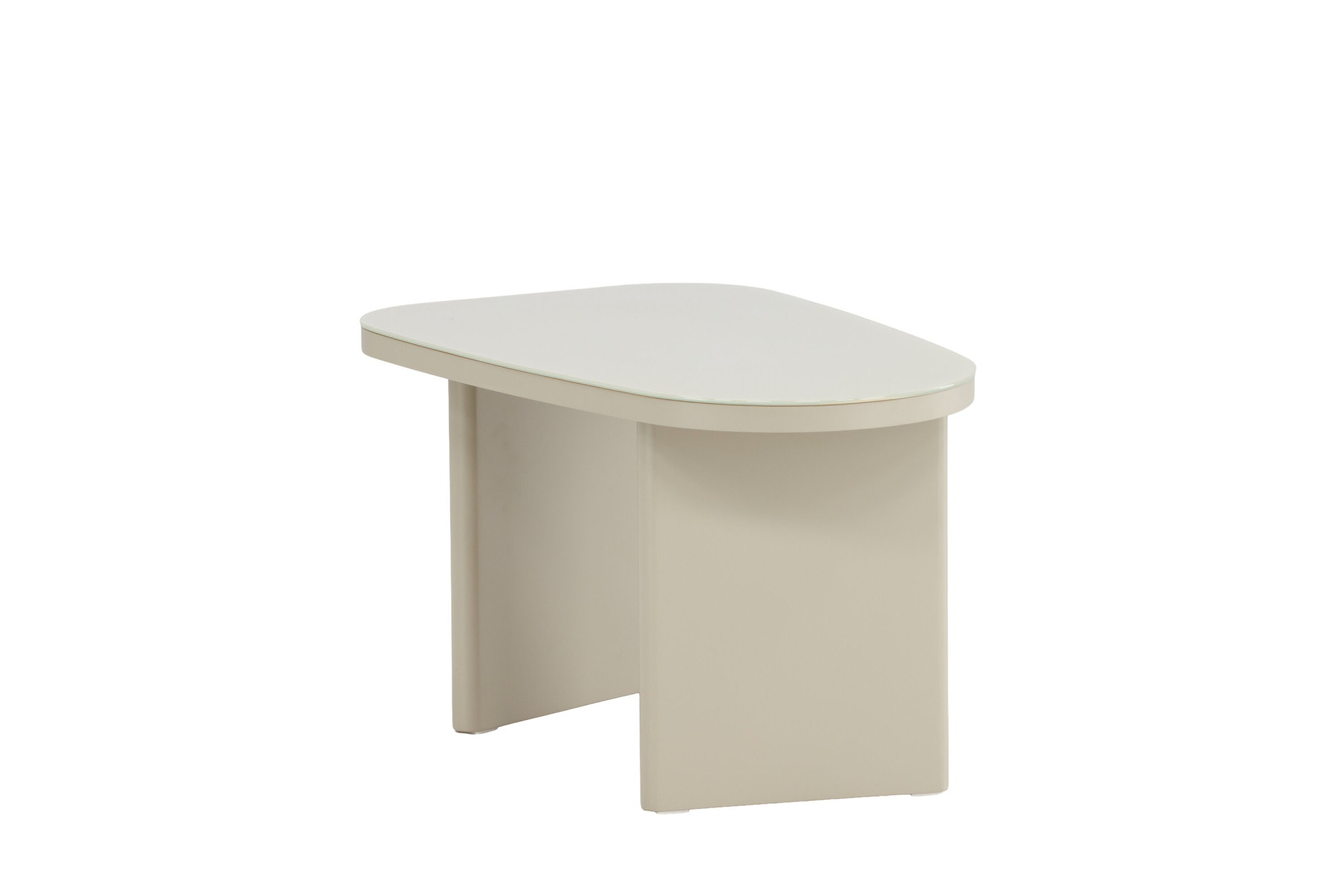 Venture Home Beistelltisch »Grönvik, ovaler Beistelltisch 70 × 45 cm mit Glasplatte in Beige« Ablagetisch, Glas transparent, MDF-Gestell beige, oval, dekorativ