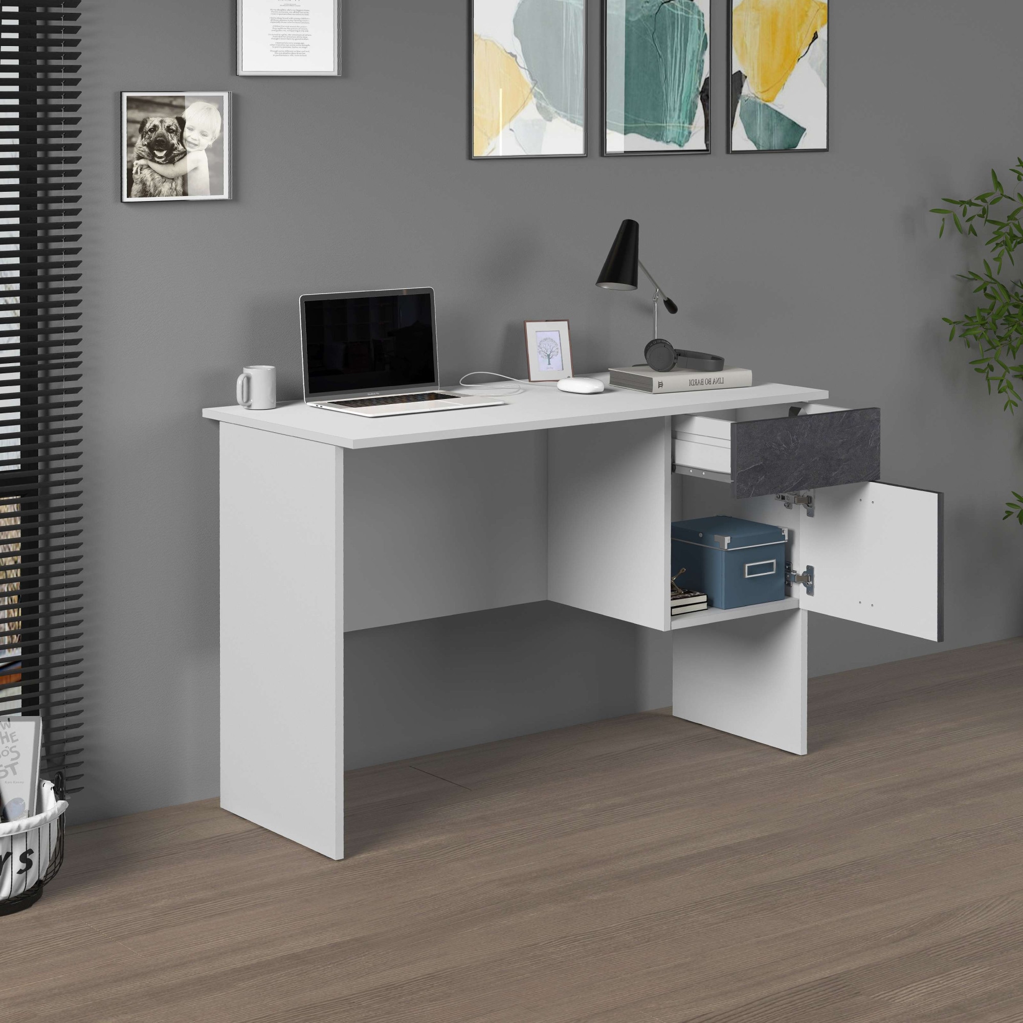 Home affaire Schreibtisch »Coro, kleiner Computertisch, Bürotisch« mit 1 Tür & 1 Schublade, Breite 110 cm, Made in Italy