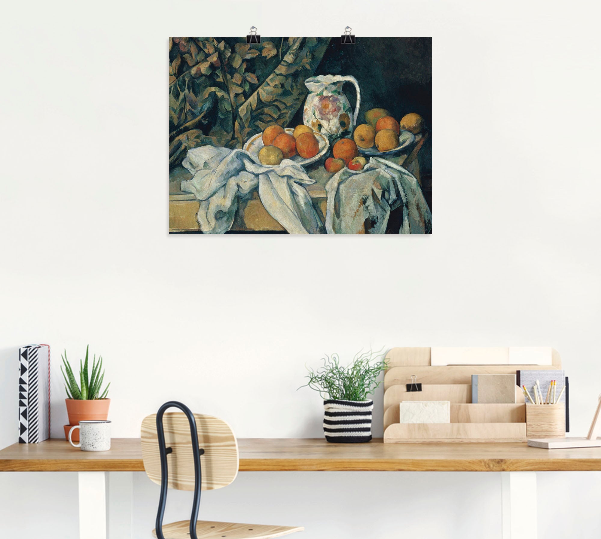 Artland Kunstdruck »Stillleben mit Pfirsichen und Flaschen«, Arrangements, (1 St.), als Leinwandbild, Wandaufkleber oder Poster in versch. Grössen