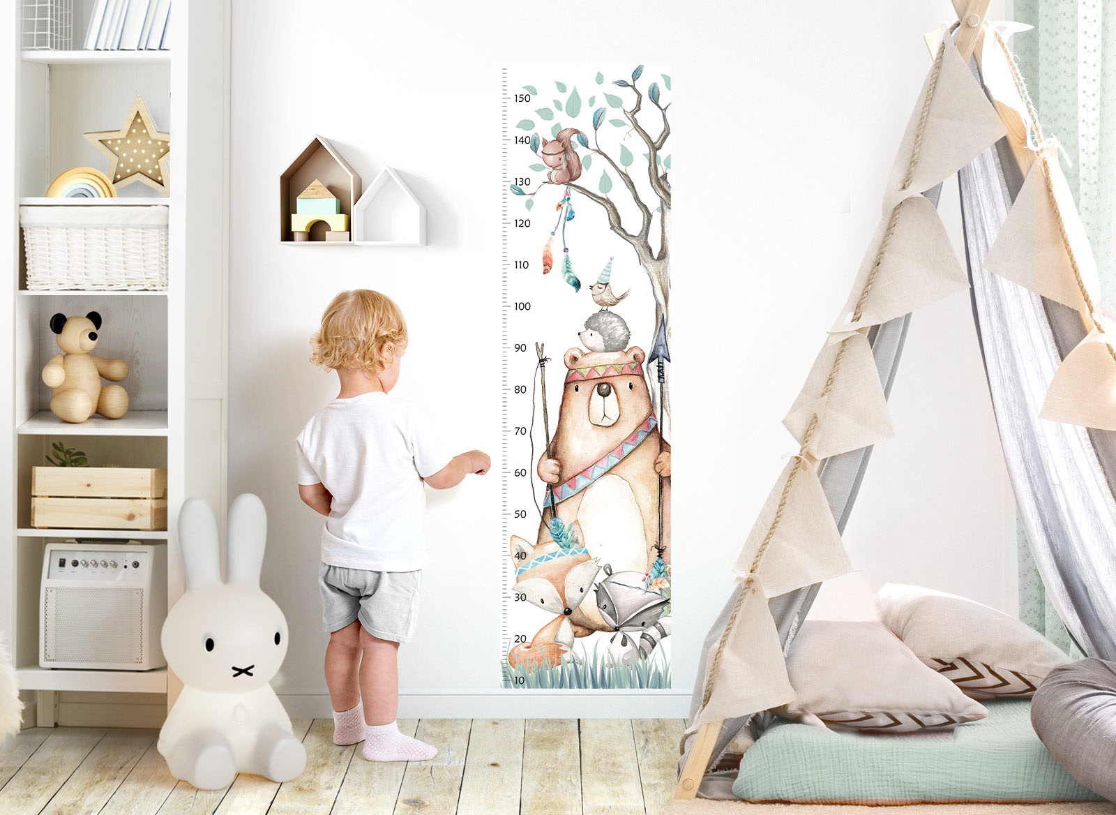 Image of little DECO Wandtattoo »Little Deco Wandtattoo Messlatte 150cm Bär Fuchs Waschbär Igel« bei Ackermann Versand Schweiz