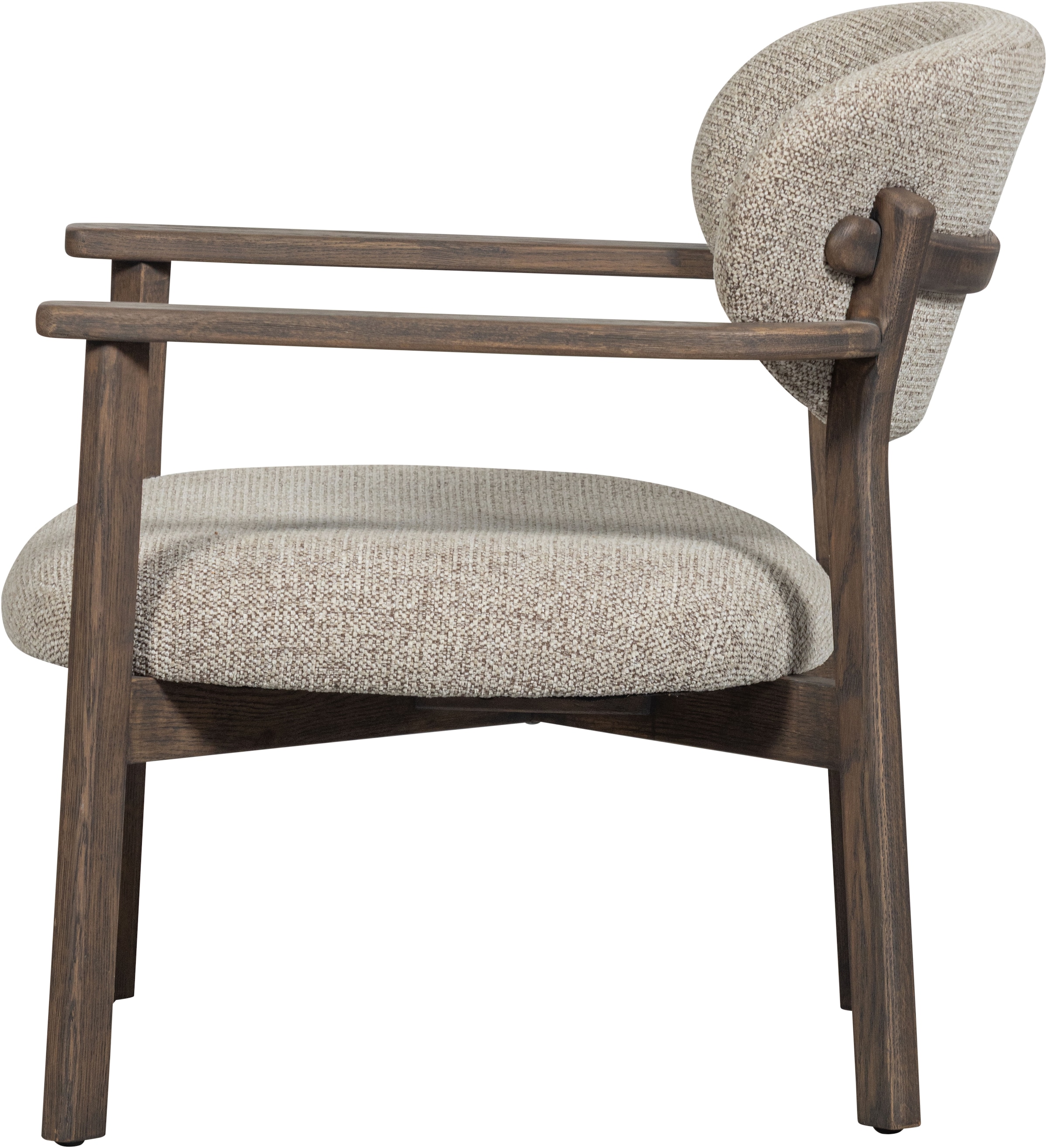 WOOOD Loungesessel »Udar mit More-Melange-Bezug und Eichenholzgestell, B68 x T75 x H76 cm« Sehr hohe Verschleissfestigkeit, Tragkraft 120 kg, mittlere Sitzhöhe