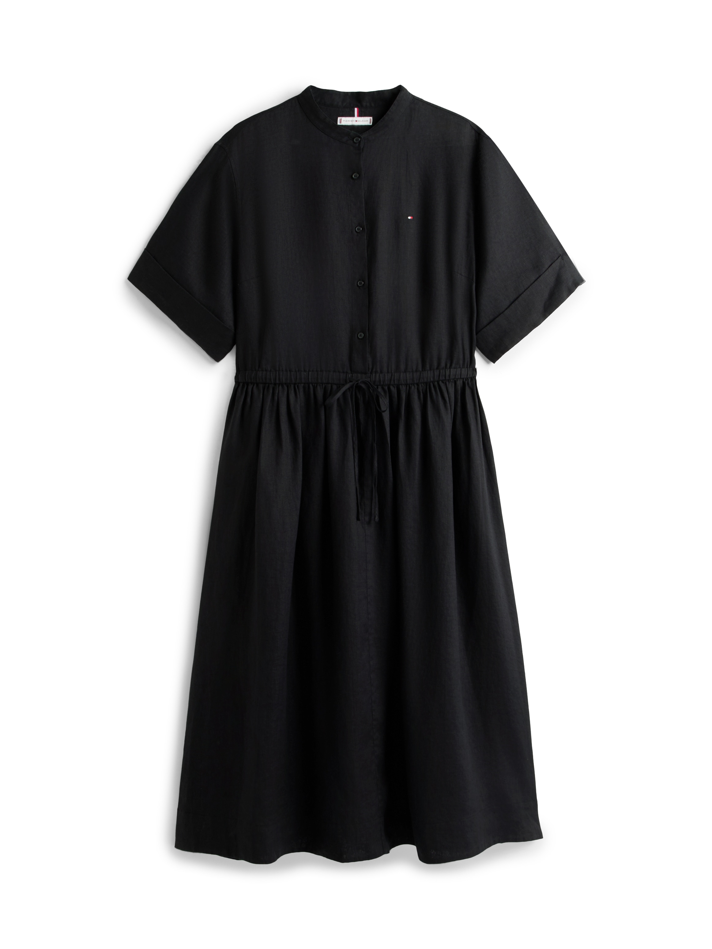 Tommy Hilfiger Curve Robe midi »CRV LINEN MIDI SHIRT DRESS SS« en grandes tailles, taille avec cordon de serrage