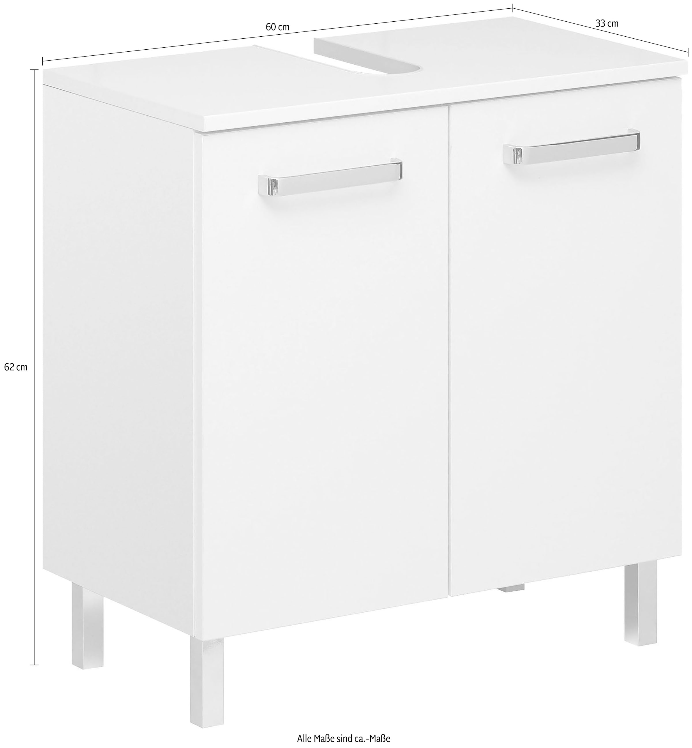 Saphir Waschbeckenunterschrank »Quickset Unterbeckenschrank mit 2 Türen, 60 cm breit, ohne Waschbecken« Waschbeckenschrank inkl. Türdämpfer, Griffe in Chrom Glanz