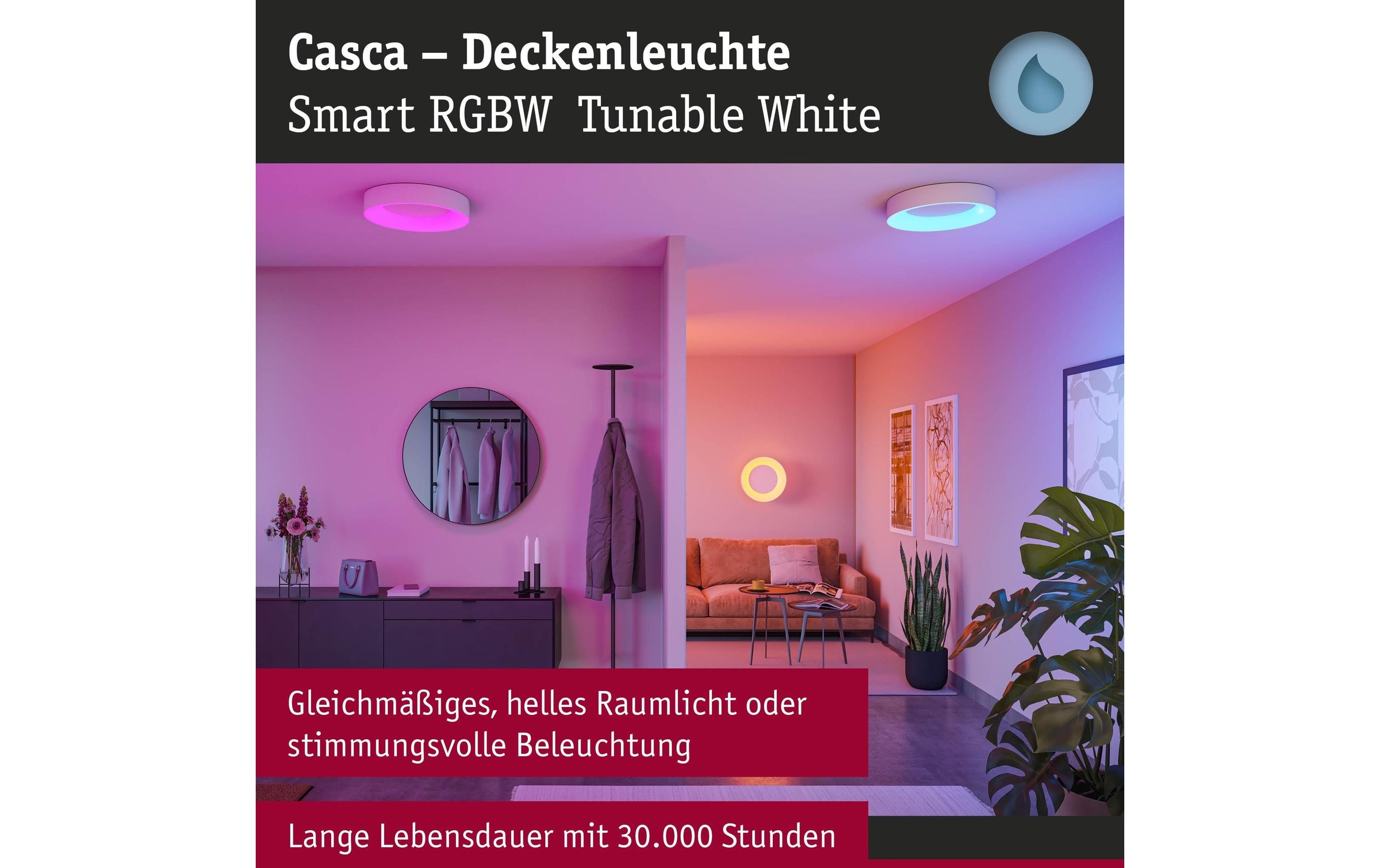 Paulmann Deckenleuchte »Deckenleuchte Casca IP44« LED-Modul RGB | warmweiss - kaltweiss