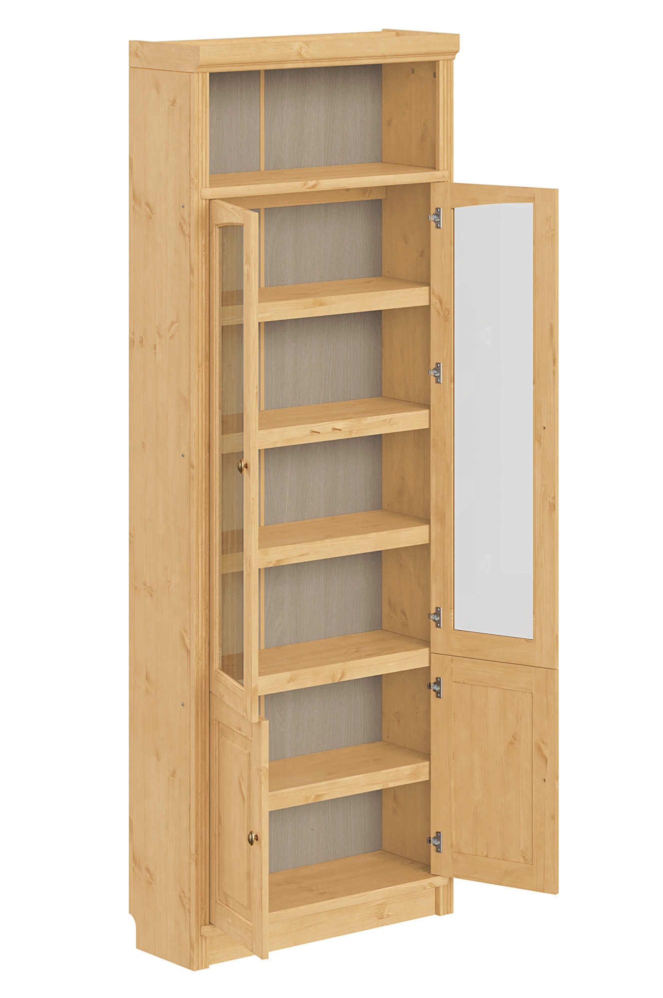 GOODproduct Vitrines »Soeren Regal mit 2 Glastüren und 2 Holztüren, B/TH: 80/29/220 cm« Kiefer FSC®-zertifiziert, 1 offenes Fach, 6 Fächer hinter den Türen