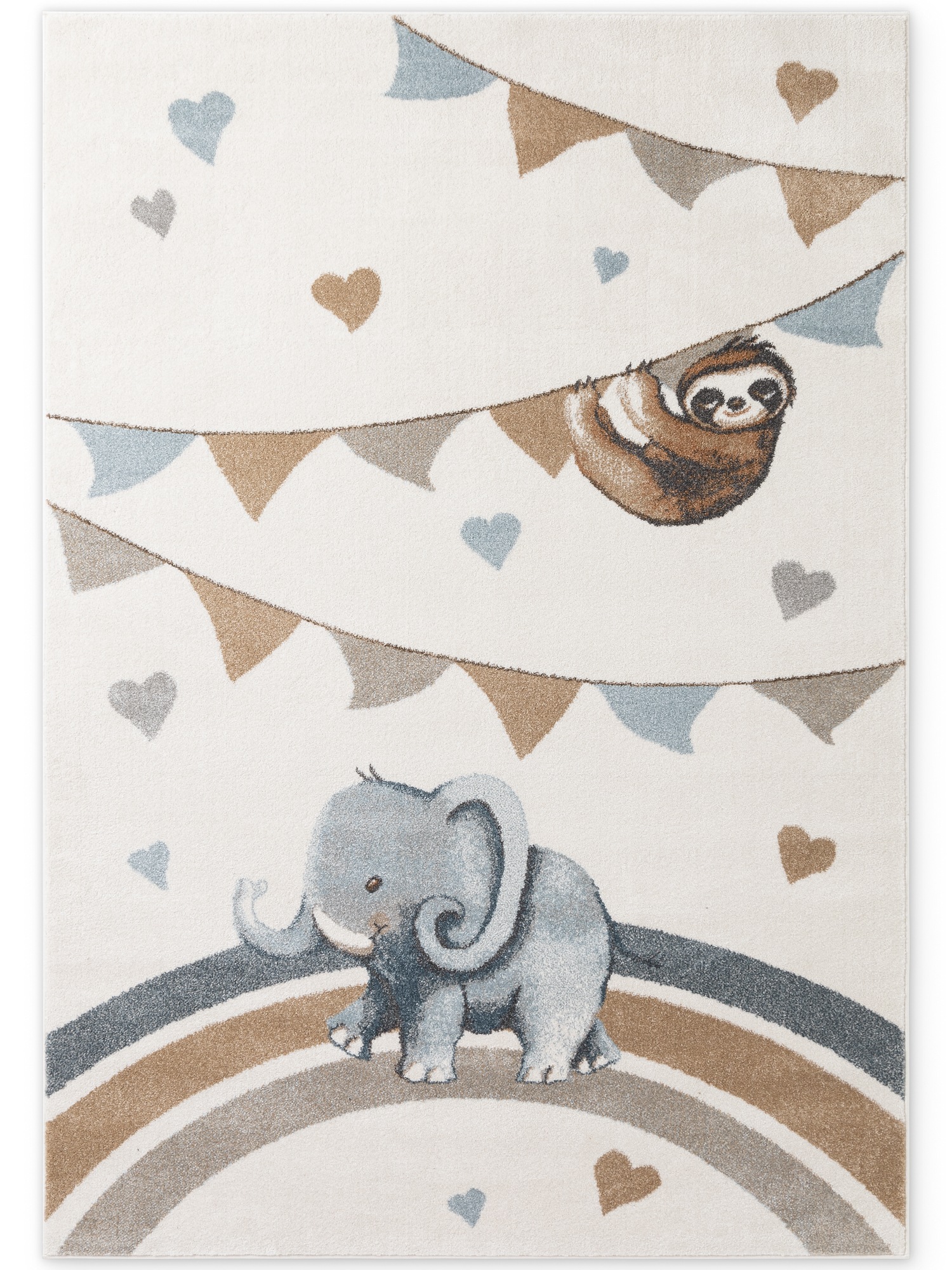 Villeroy & Boch Kinderteppich »Walk like an Elephant Rainbow Party Teppich« rechteckig 9 mm Höhe Spielteppich weich, Kinderzimmer, Boho Kids Spielunterlage, Tieremotiv