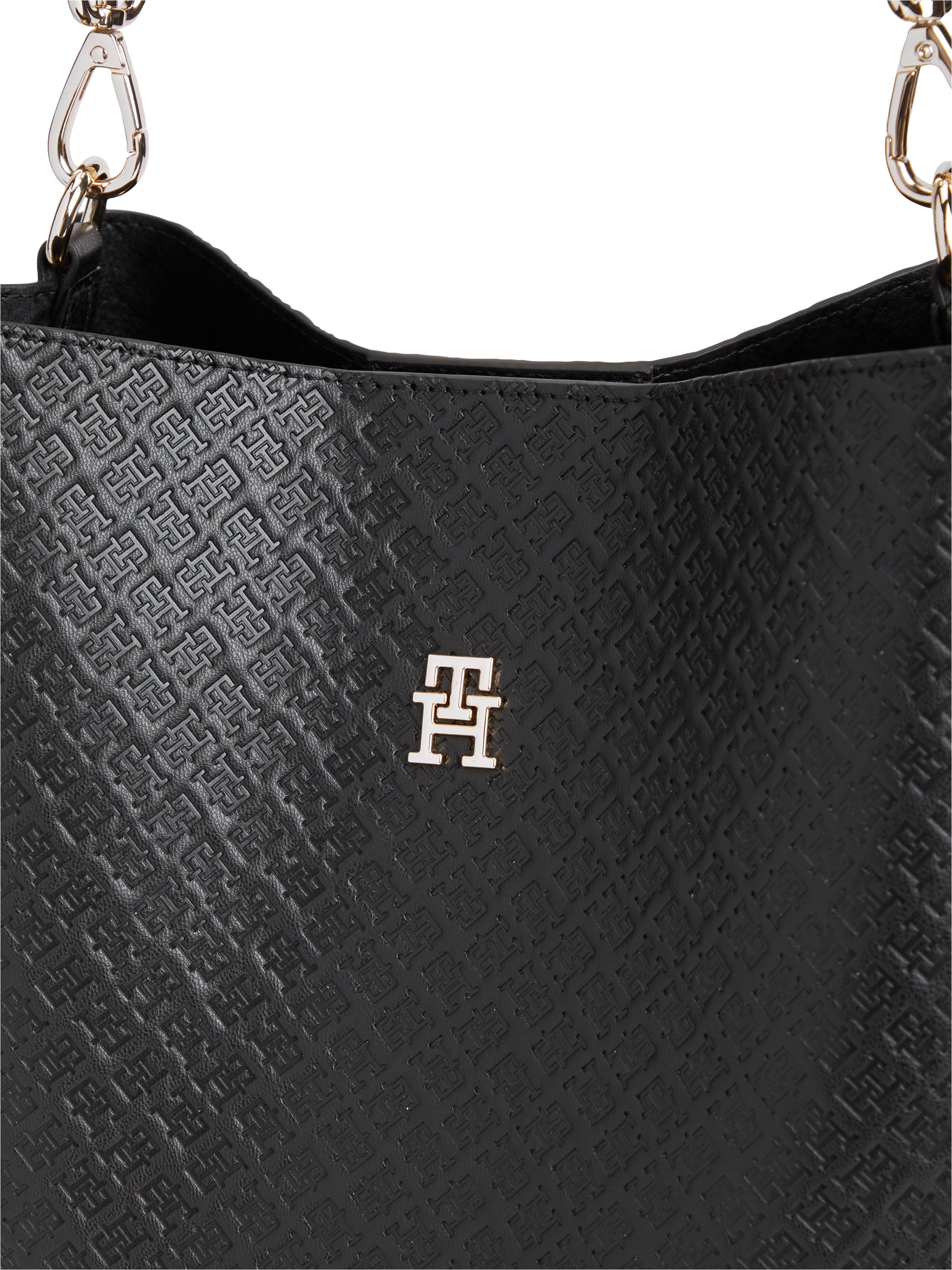 Tommy Hilfiger »TH ICON SHOULDER BAG MONO« Damen Handtasche, Shopper mit goldfarbenem TH-Schmuckelement