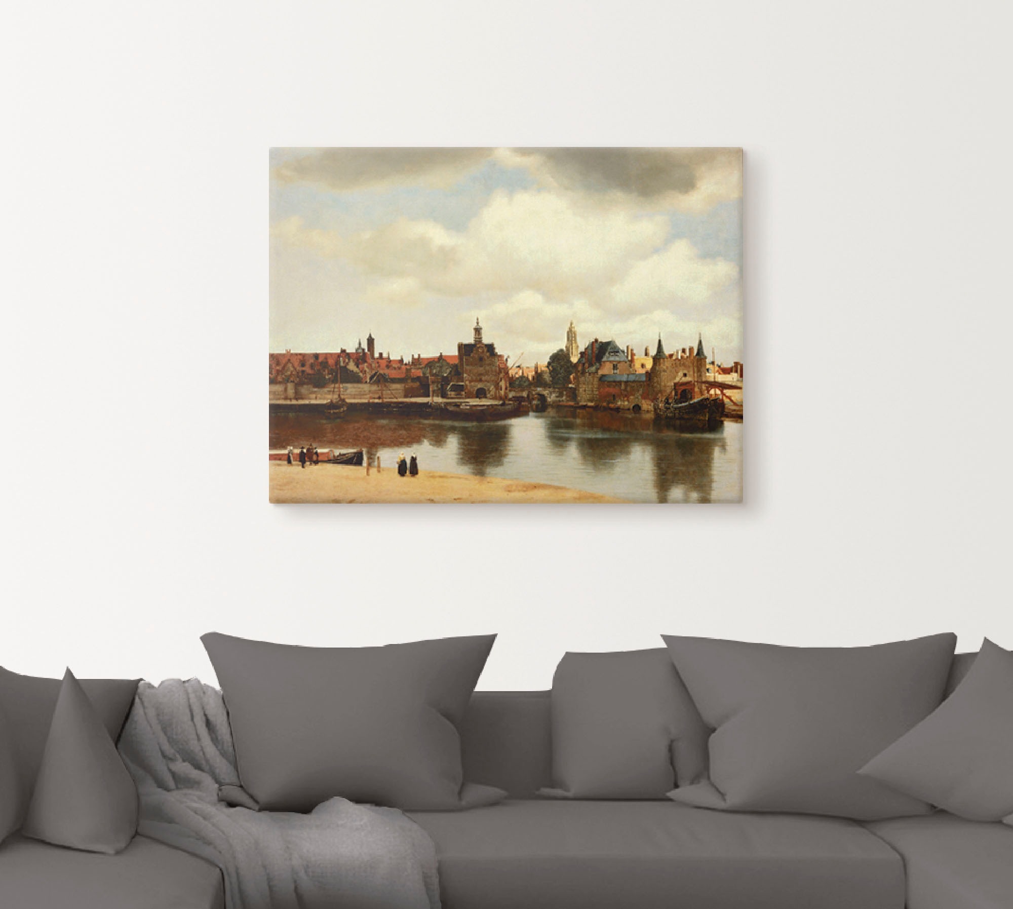 Artland Leinwandbild »Ansicht der Stadt Delft. Um 1660«, Niederlande, (1 St.), auf Keilrahmen gespannt