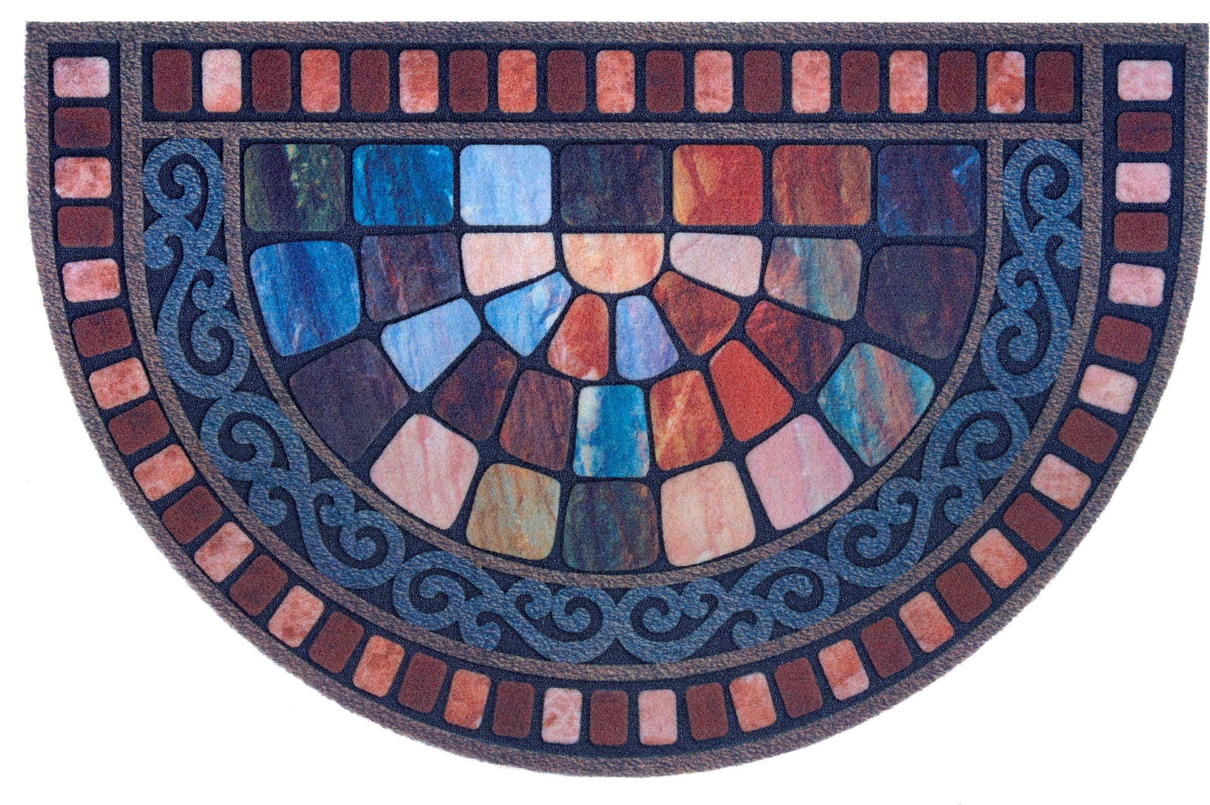 Image of Home affaire Fussmatte »Vitrage«, halbrund, 6 mm Höhe, Design In und Outdoor geeignet, Farbenfroh, Stein Muster, Robust, Pflegeleicht, Rutschfest, Halbrund, Eingang bei Ackermann Versand Schweiz
