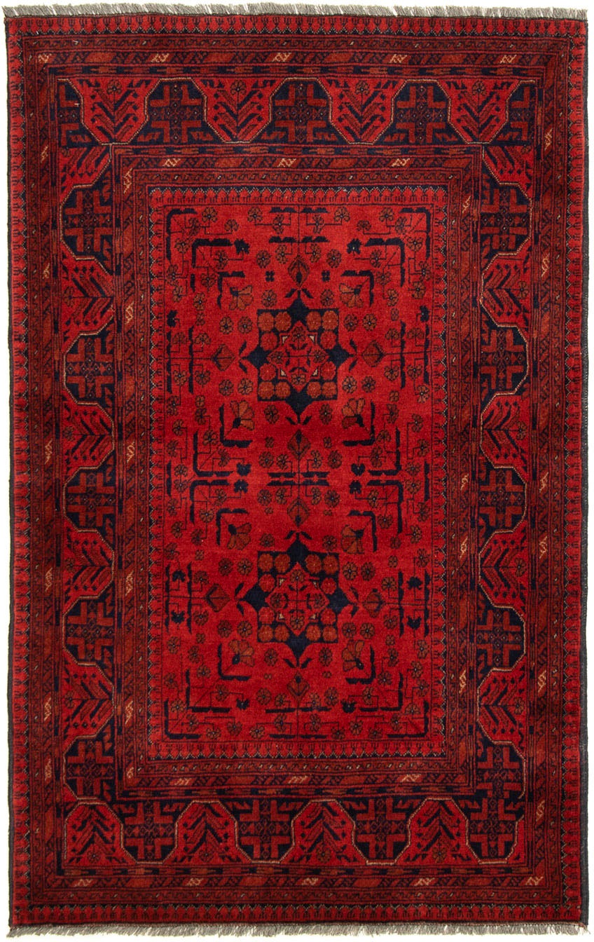 Image of morgenland Orientteppich »Afghan - Kunduz - 155 x 100 cm - dunkelrot«, rechteckig, 7 mm Höhe, Wohnzimmer, Handgeknüpft, Einzelstück mit Zertifikat bei Ackermann Versand Schweiz