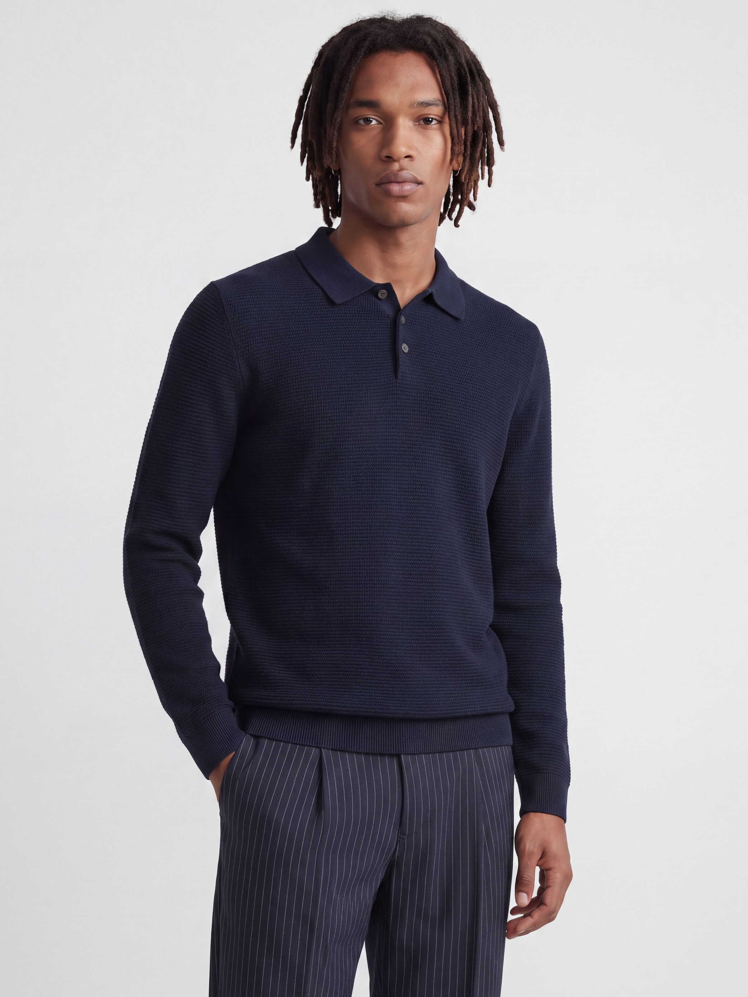 Image of Jack & Jones Polokragenpullover "JPRBLURILEY KNIT POLO LS" Baumwolle
