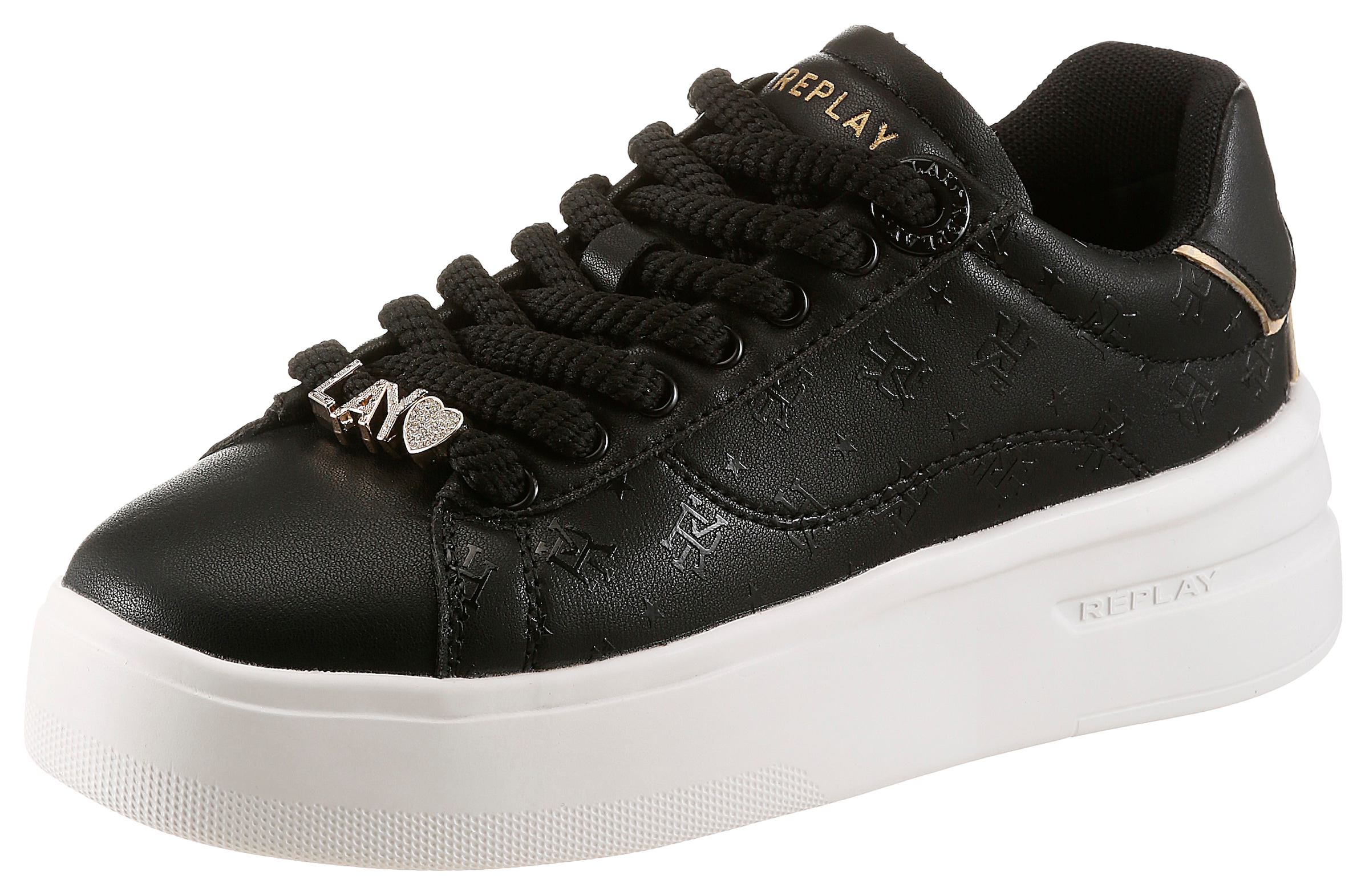 Image of Replay Plateausneaker Halbschuh, Freizeitsneaker, Schnürschuh mit Monogramm-Prägungen
