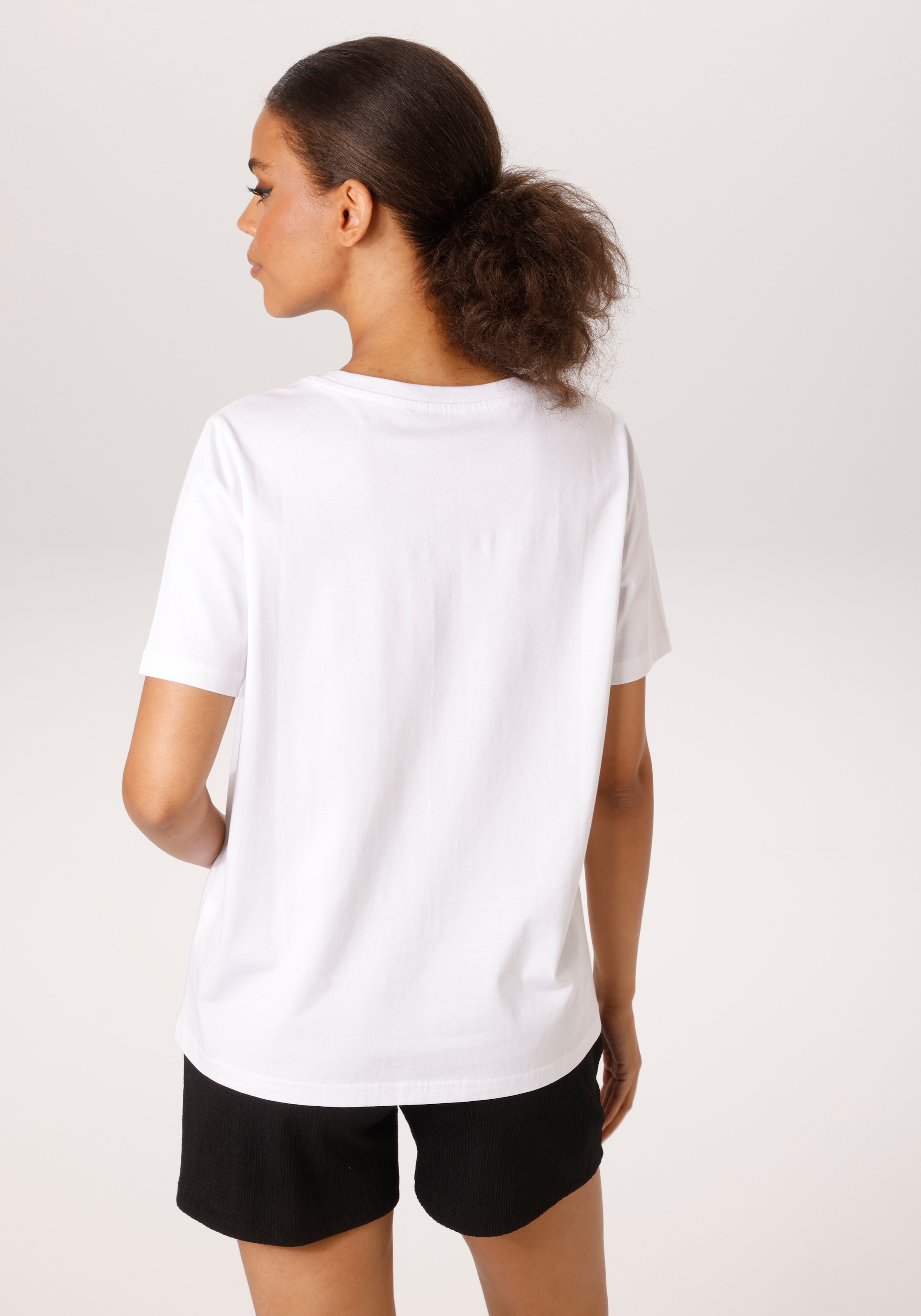 Aniston CASUAL T-Shirt mit extravaganten Lippen im Animal-Print
