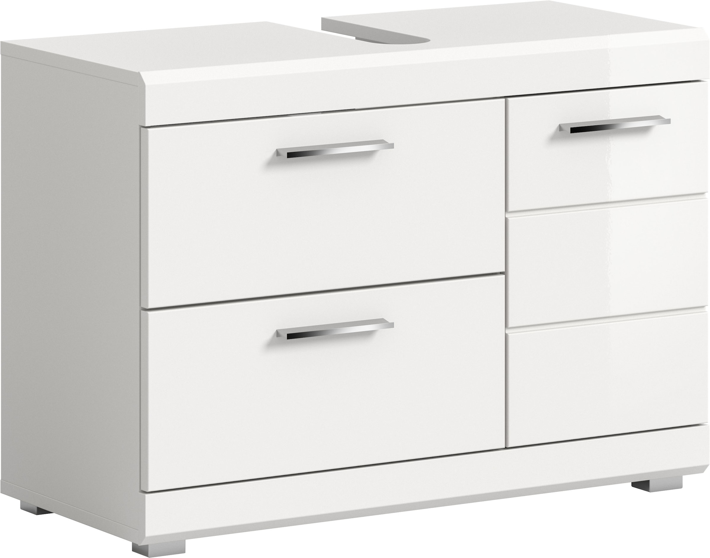 Image of welltime Waschbeckenunterschrank "SIENA, Breite 80cm, 1 Tür, 1 Schubkasten, 1 Klappe, 2 Fächer,MDF-Front" WBU, Badmöbel, Badschrank, Kommode, Unterschrank, Bad, Badezimmer