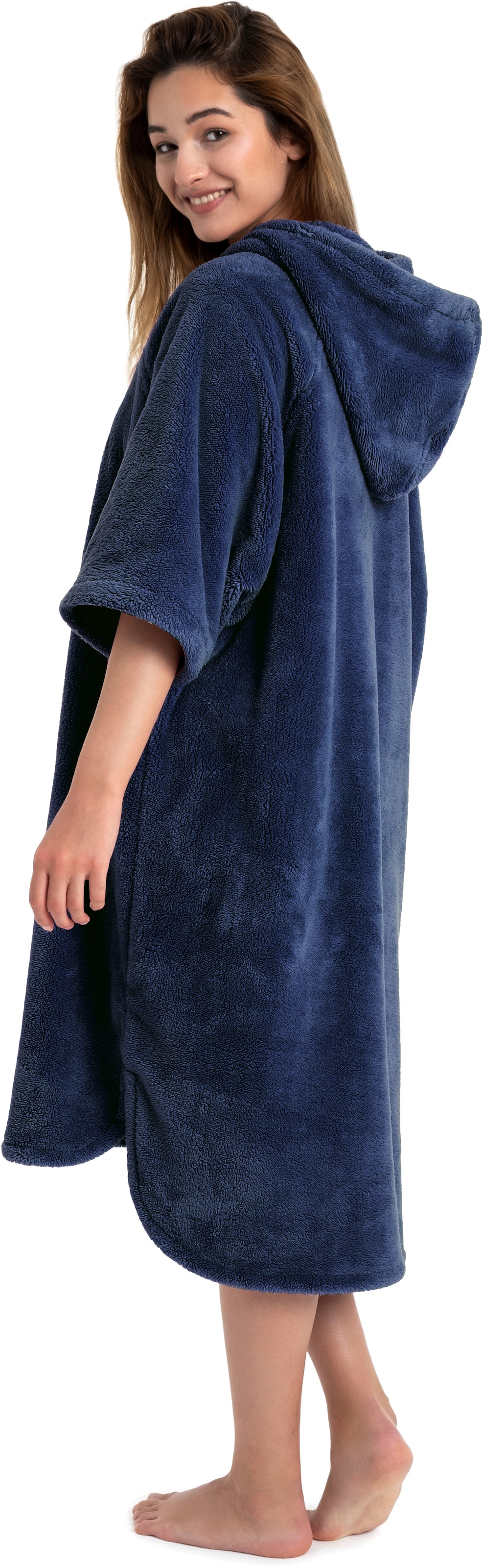 my home Badeponcho »Lillou, ideal für Sauna, Spa & im Urlaub«, (1 St.), weich und kuschelig, Fleece, Unisex, für Damen und Herren, Surfponcho