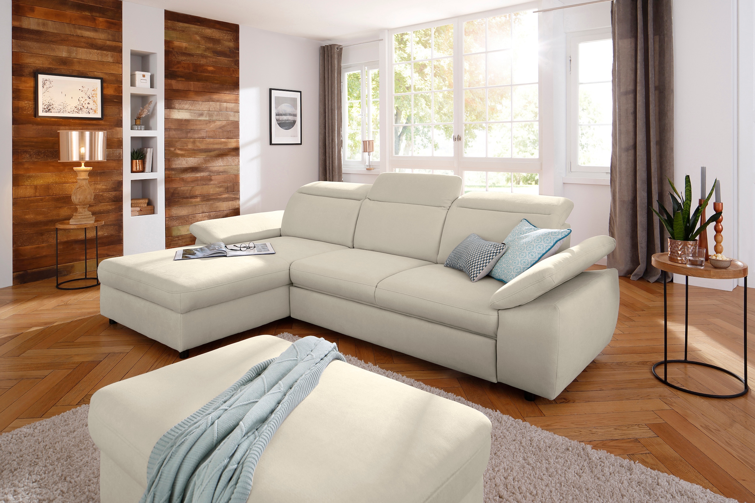 Image of Home affaire Ecksofa "Mauritius L-Form" mit Kopfteil- und Armlehnverstellung, mit Bettfunktion und Bettkasten