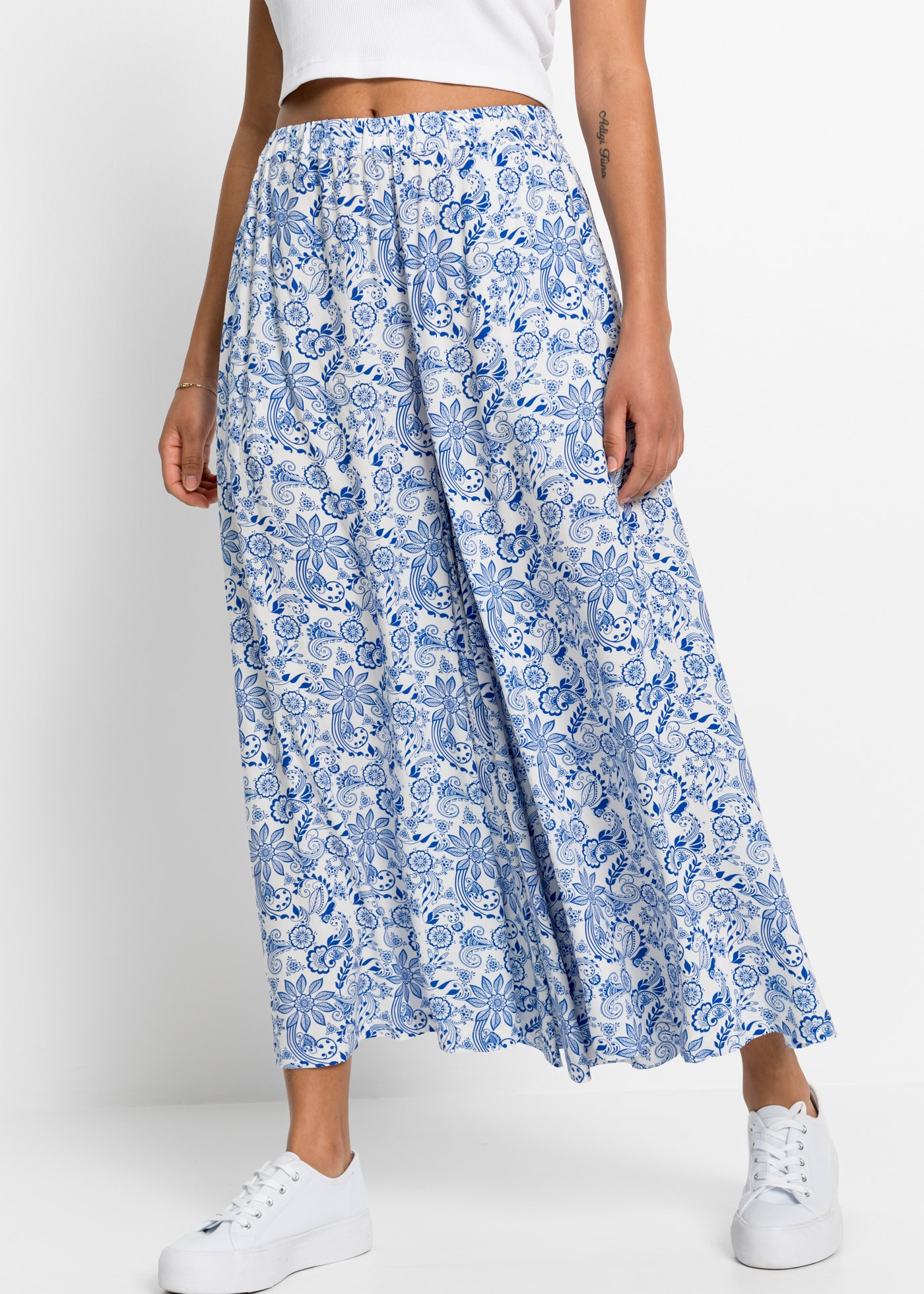 Image of bonprix Palazzohose aus Viskose, mit elastischem Bund, Loose Fit, Casual Stil