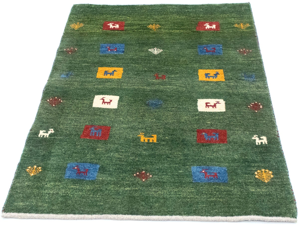 »Gabbeh morgenland kaufen handgeknüpft Teppich handgeknüpft grün«, rechteckig, Wollteppich