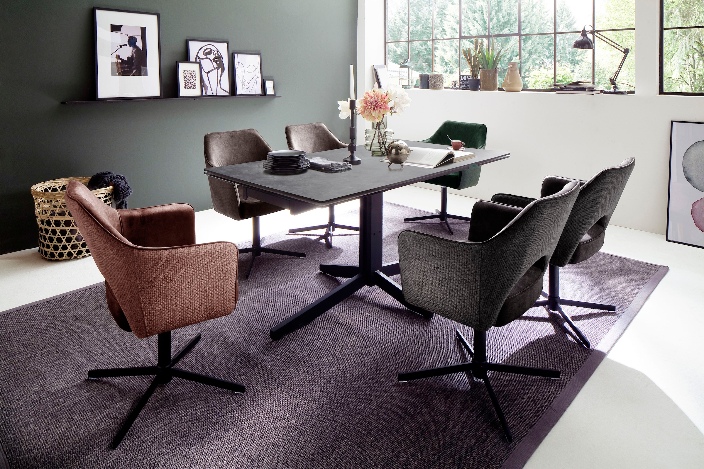 MCA furniture Esszimmerstuhl »Valetta« (Set) 2 Stk.2 er Set, 360° drehbar, Taschenfederkern, belastbar 120 kg