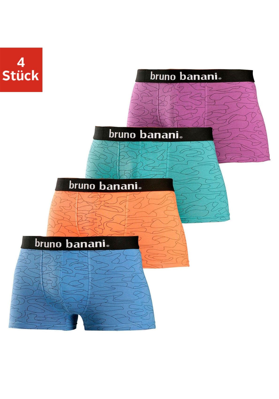 Image of Bruno Banani Hipster Packung, 4 Stk. knapp sitzende Boxershorts in uni oder gemustert aus Baumwollmischung