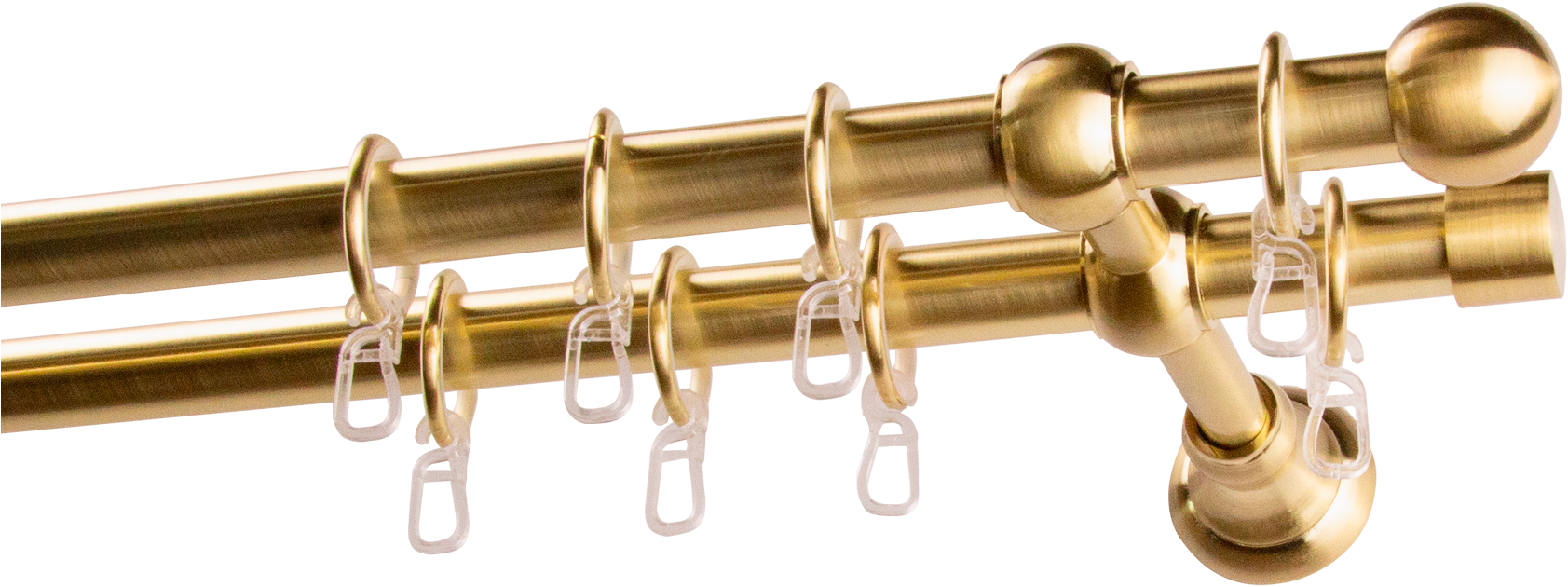 GARESA Gardinenstange "ANDREA" Ø 20 mm 2 läufig-läufig Wunschmaßlänge Vorhanggarnitur, verlängerbar, Endknopf Kugel kurz, mit Ringen