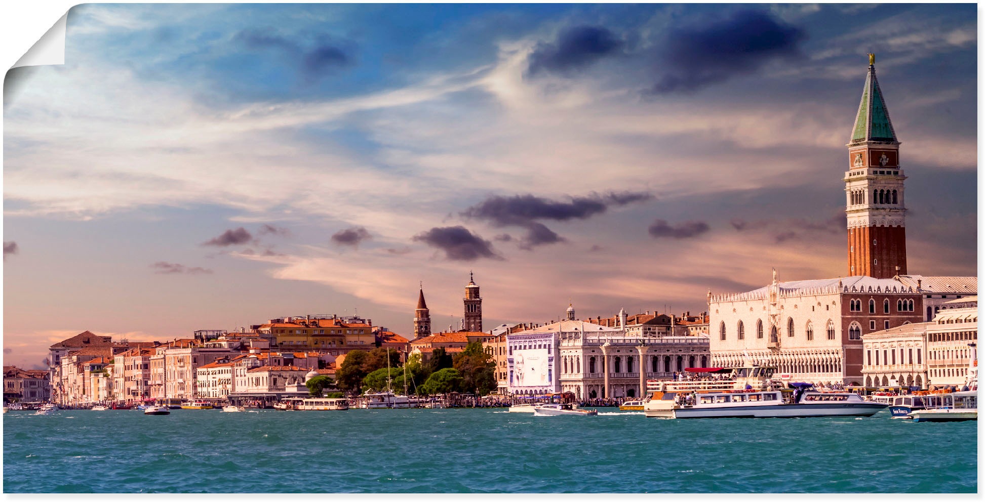 Image of Artland Wandbild »Venedig Idyllische Abendimpression«, Venedig, (1 St.), in vielen Grössen & Produktarten - Alubild / Outdoorbild für den Aussenbereich, Leinwandbild, Poster, Wandaufkleber / Wandtattoo auch für Badezimmer geeignet bei Ackermann Versand Sc