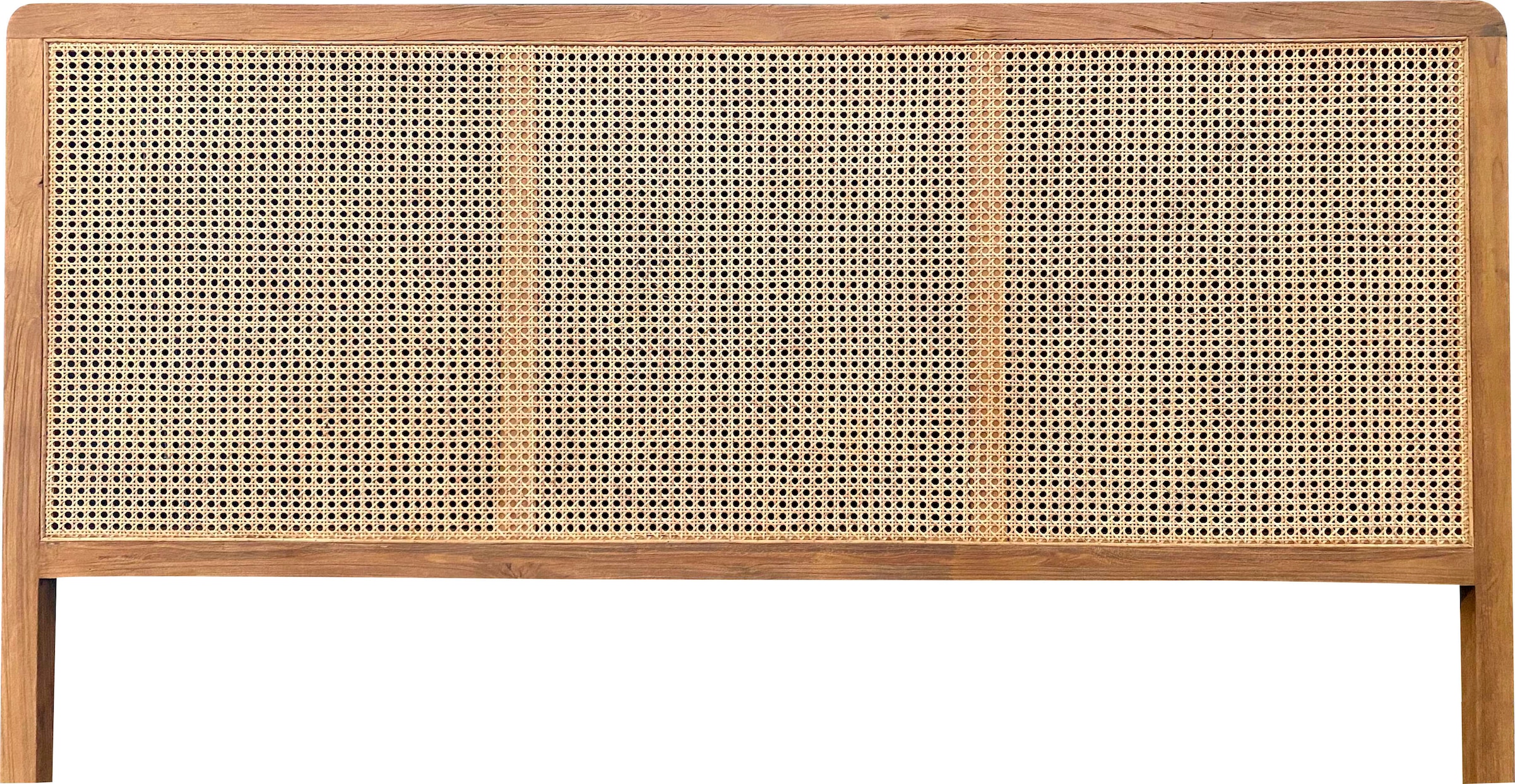 SIT Boxspringbett »180x200 cm mit Teak-Rattan-Kopfteil und Topper« Kopfteil aus Teakholz mit handgeflochtenem Rattan-Geflecht
