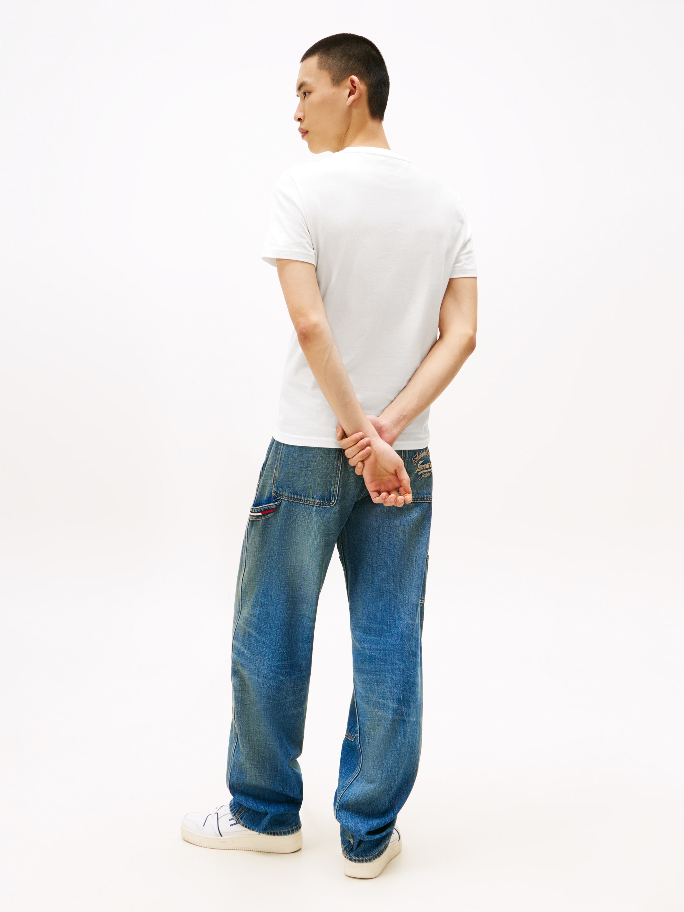 Tommy Jeans Shirt à col rond »TJM XSLIM 2PACK JERSEY TEE EXT« Paquet, pack de 2,  broderie logo, lot de 2