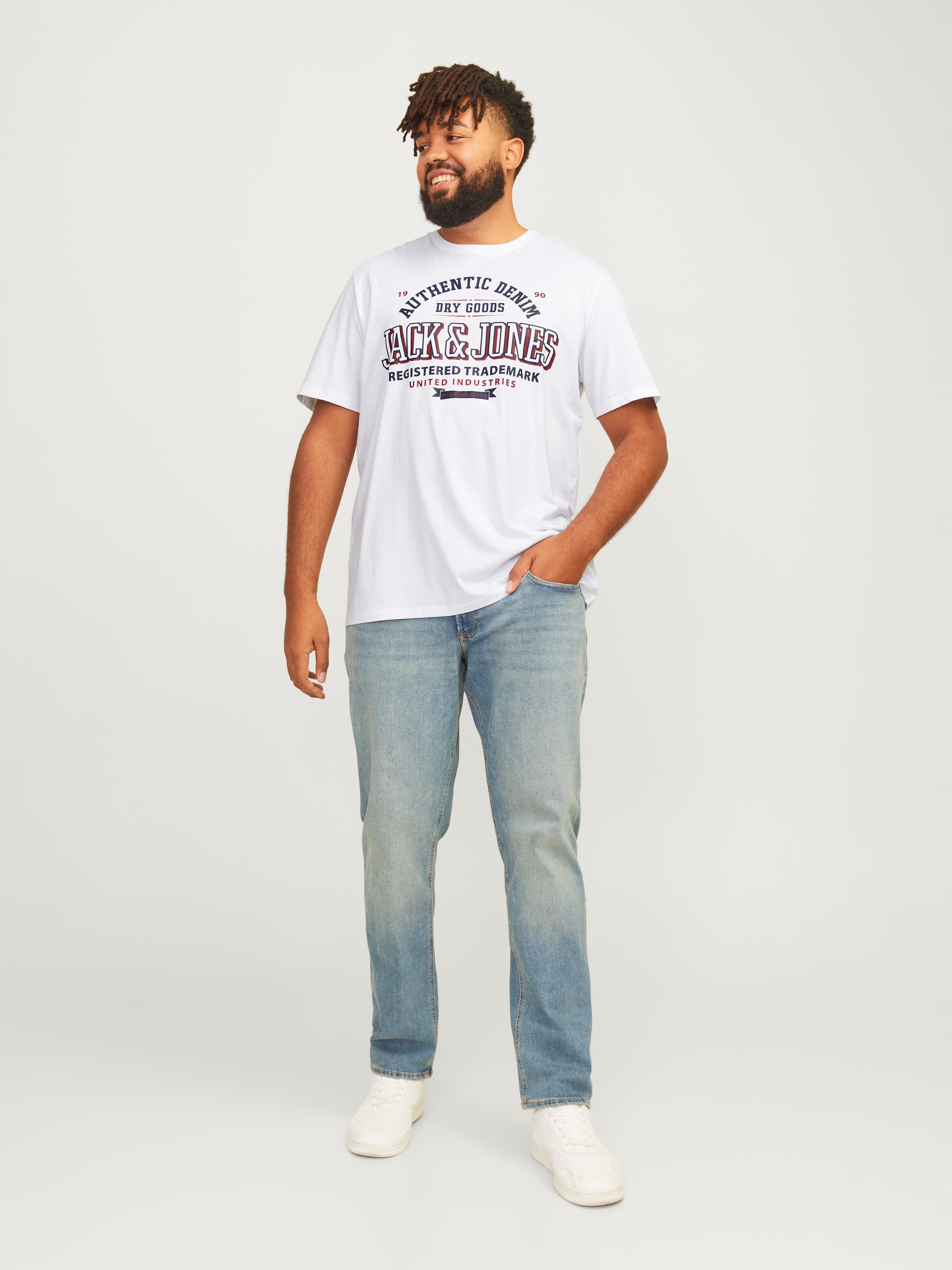 Jack & Jones PlusSize T-Shirt »JJELOGO TEE SS O-NECK 2 COL AW24 S PLS«, mit Frontprint