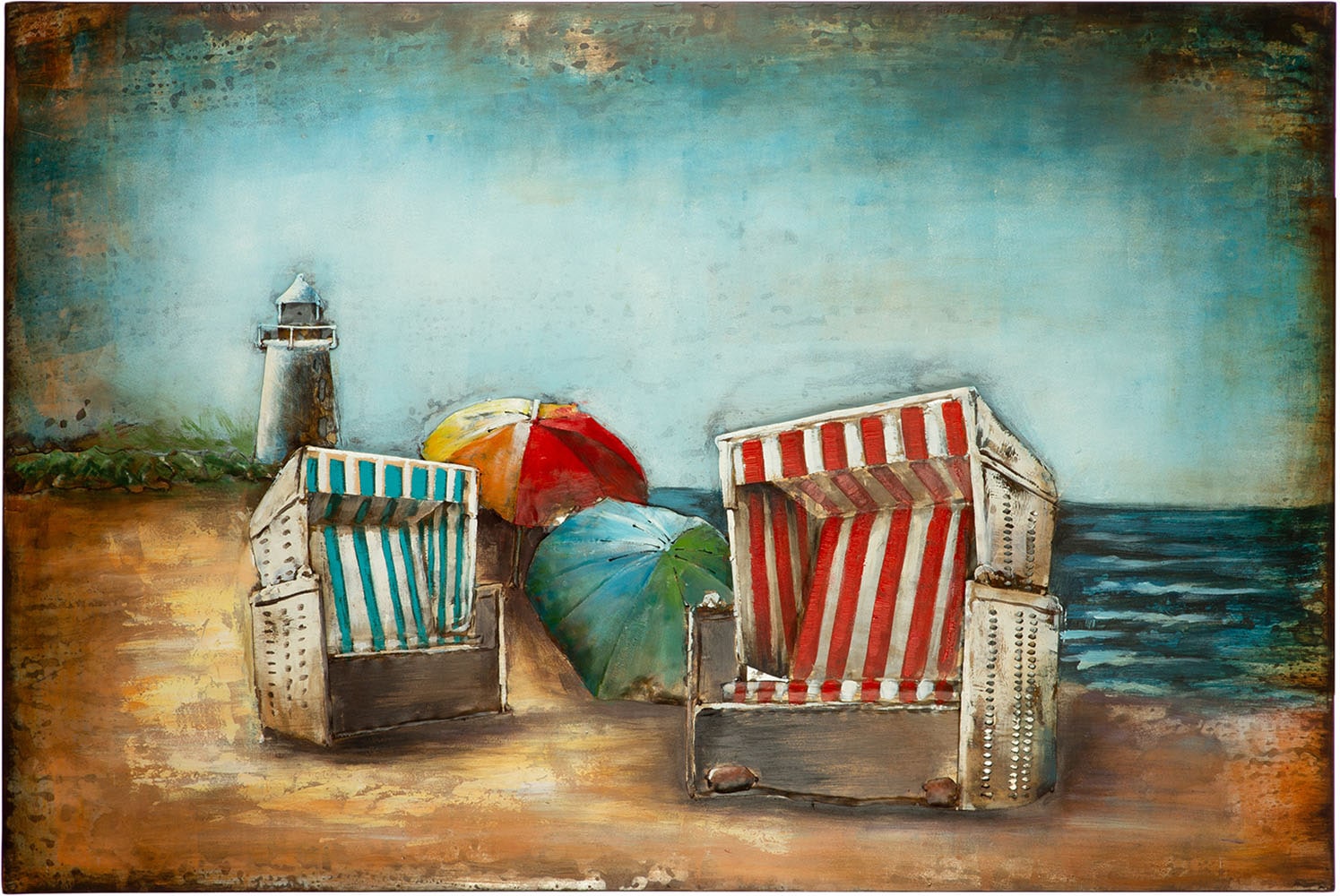Image of GILDE Leinwandbild "Bild Strandkorb" Strandbilder 1 Stk. tlg.