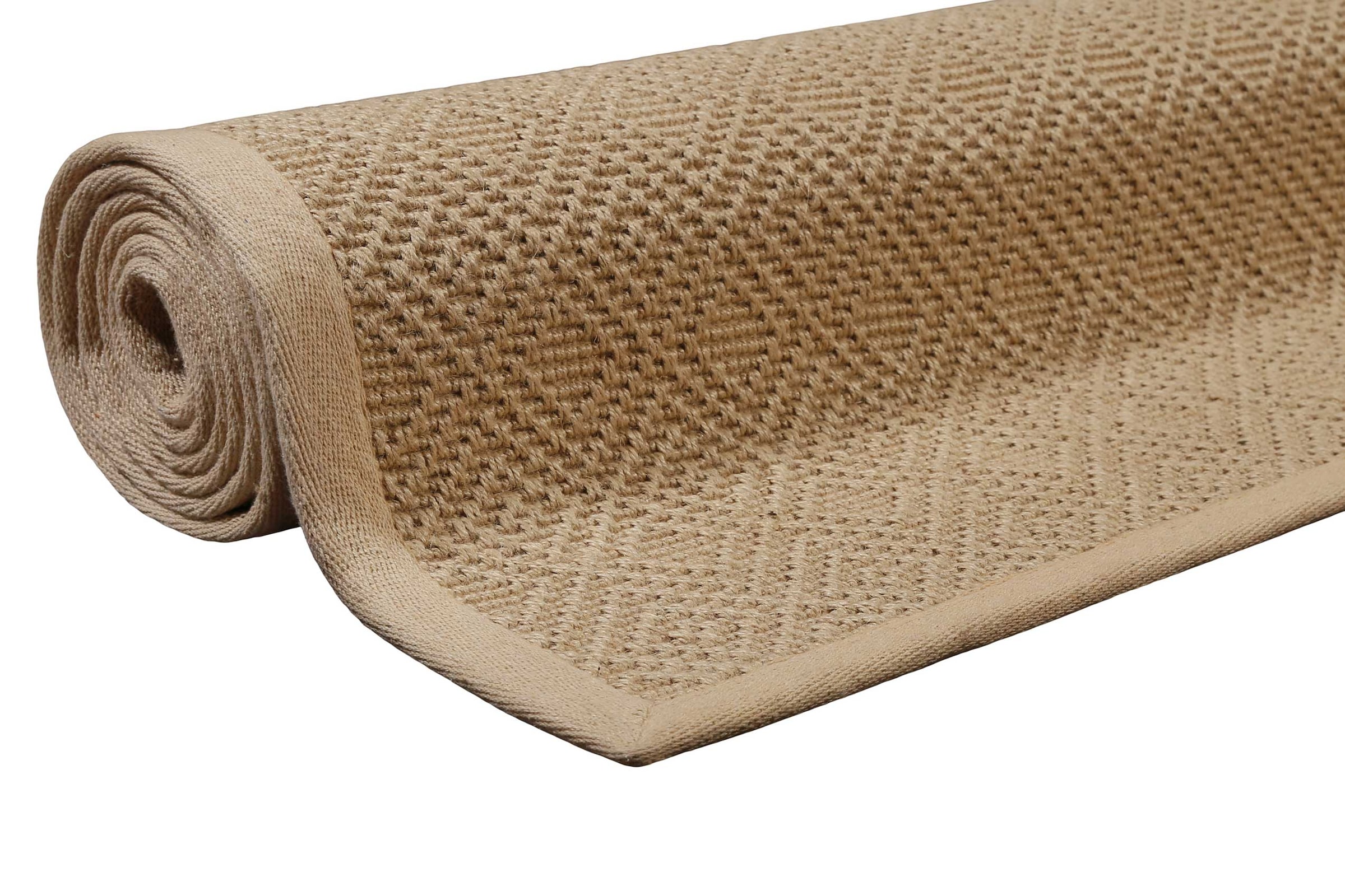 Wecon home Teppich »Hugo two,  Juteteppich,  als Läufer erhältlich« rechteckig 8 mm Höhe Naturfaser, 100% Jute, Sisal-Optik, pflegeleicht, Wohnzimmer, Raute