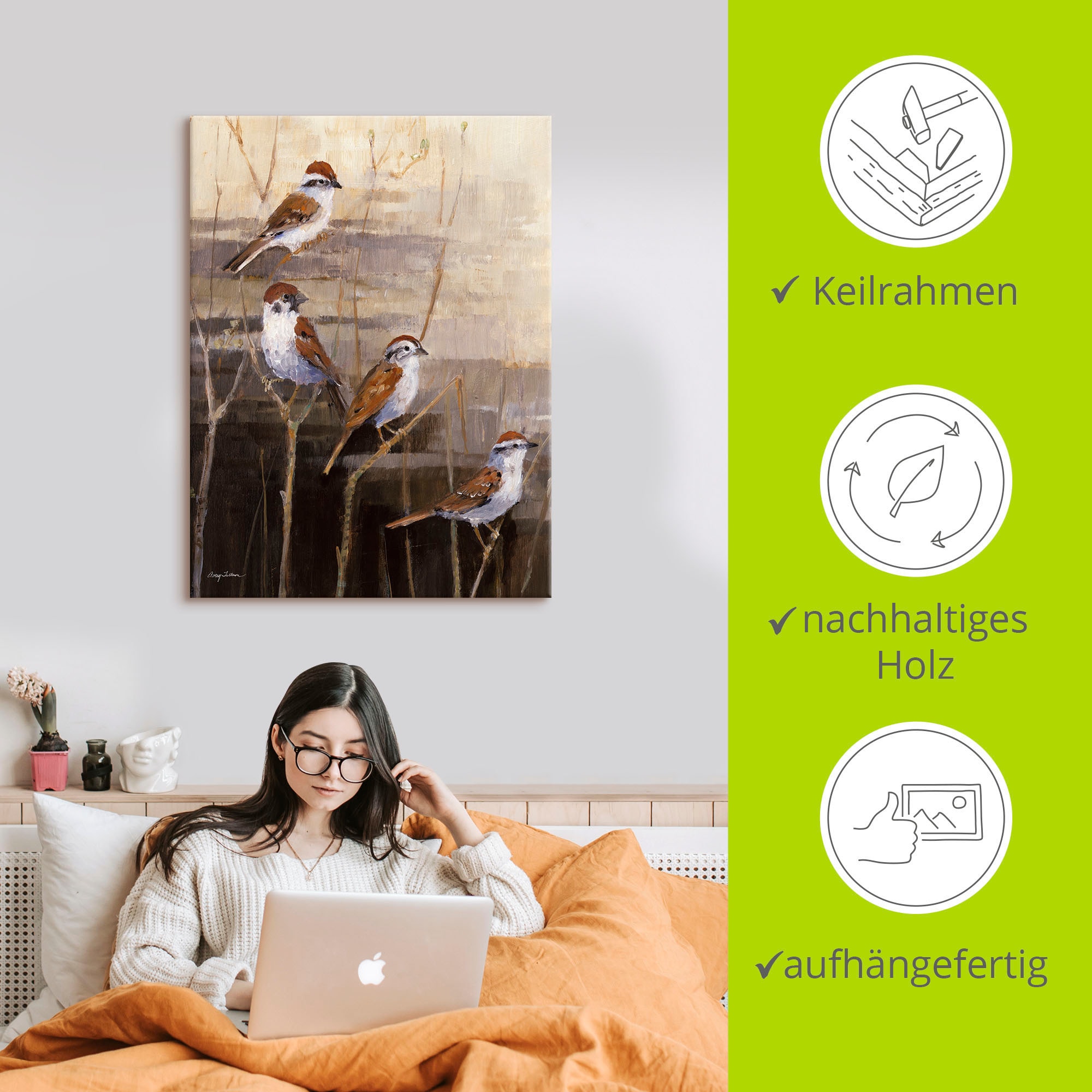 Artland Leinwandbild »Abend Heiligtum II« Vögel 1 Stk. tlg. auf Holzrahmen gespannt