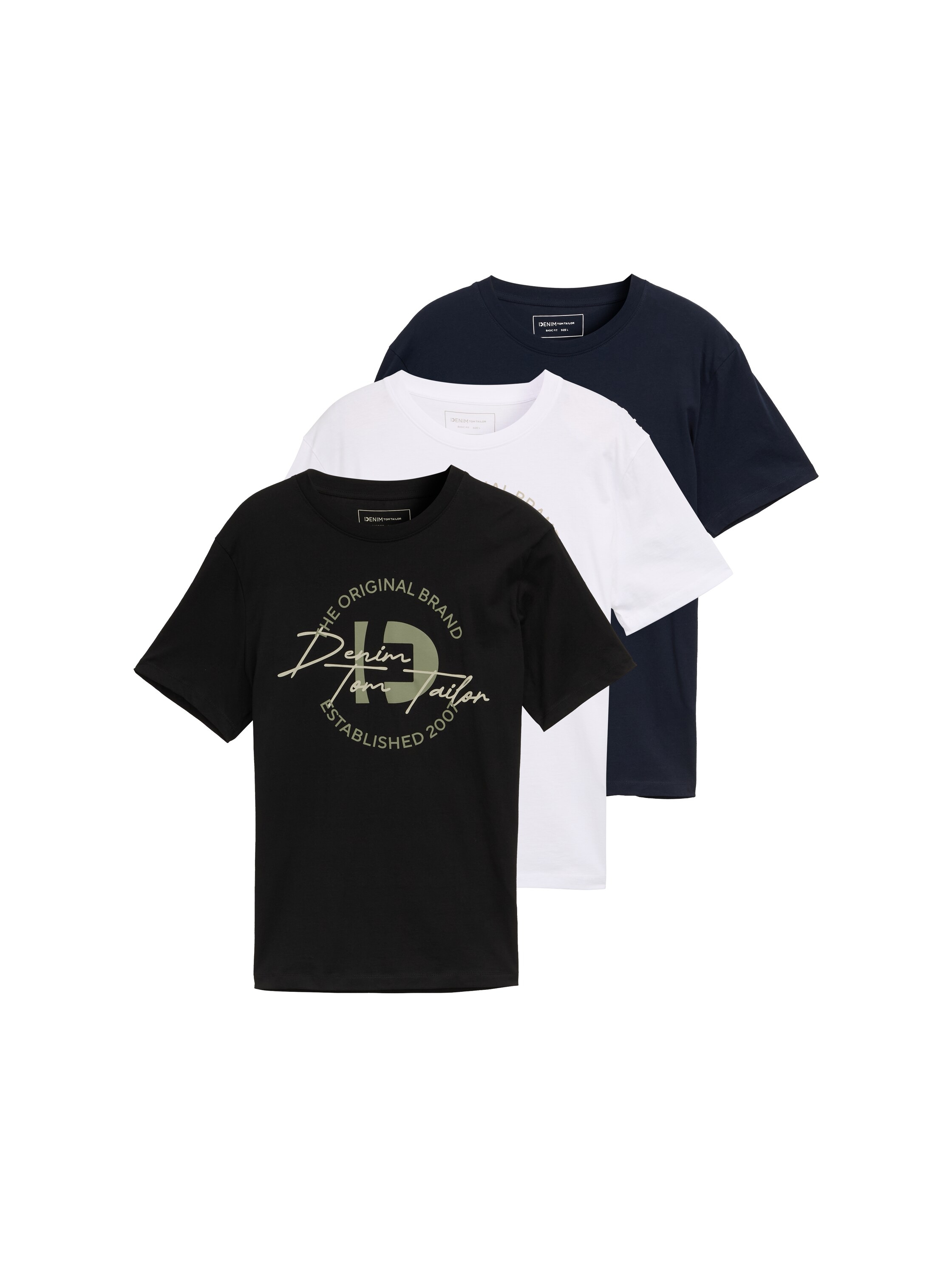 TOM TAILOR Denim T-Shirt, (Packung, 3 tlg.), mit Print