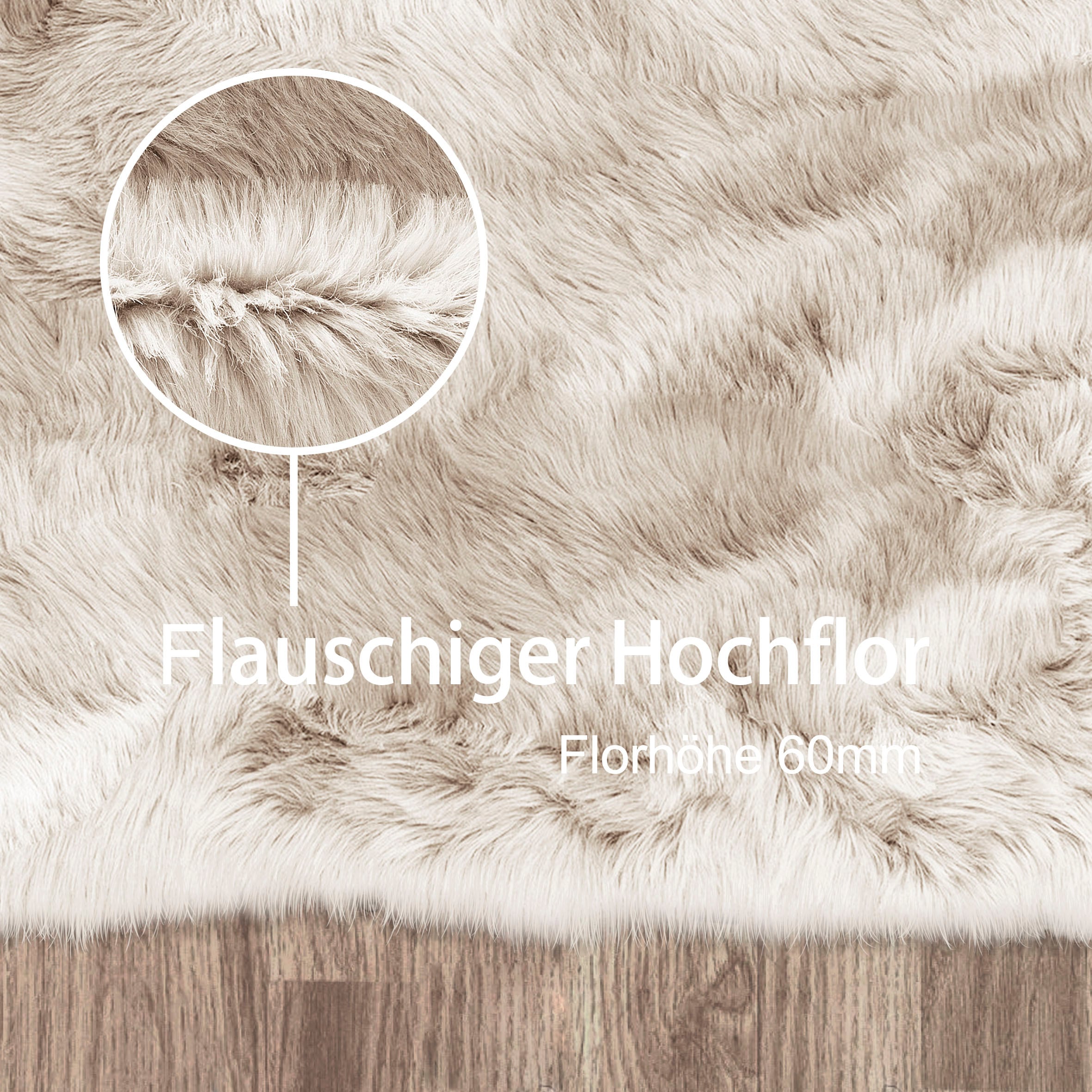 Home affaire Hochflor-Teppich »Valeria Fellteppich kuschelig«, rechteckig, 60 mm Höhe, Kunstfell, weiche Teppiche, Wohnzimmer, Schlafzimmer, Esszimmer