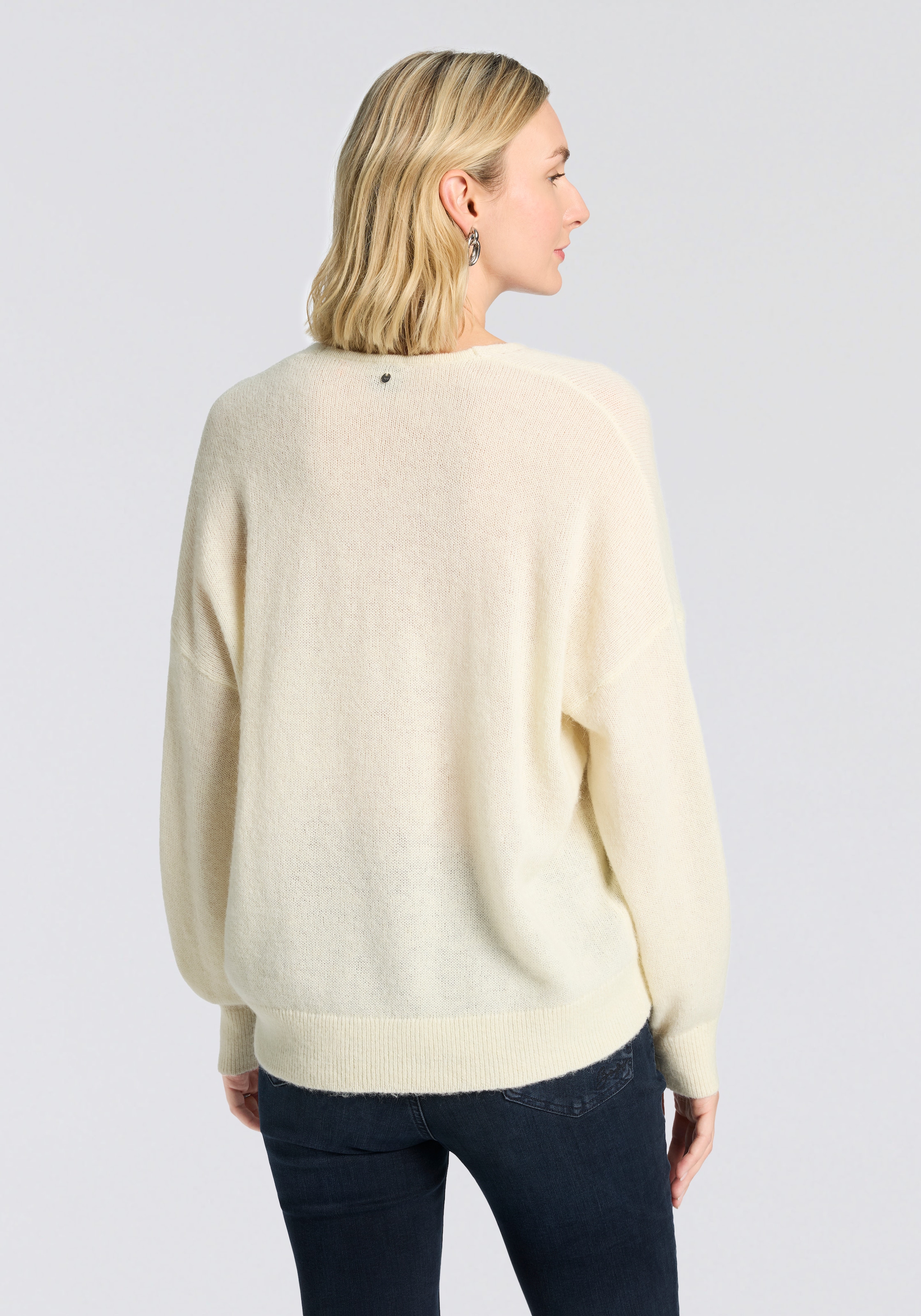 BOSS ORANGE Pull en tricot »Foletta Premium Damenmode« V-Ausschnitt, Ajouré-Details