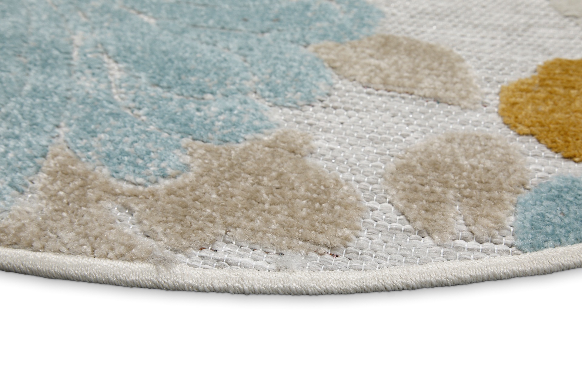 Wecon home Outdoorteppich »Beach Flower«, rund, 5 mm Höhe, für Innen & Aussen, strapazierfähig, pflegeleicht, Hoch-Tief Effekt