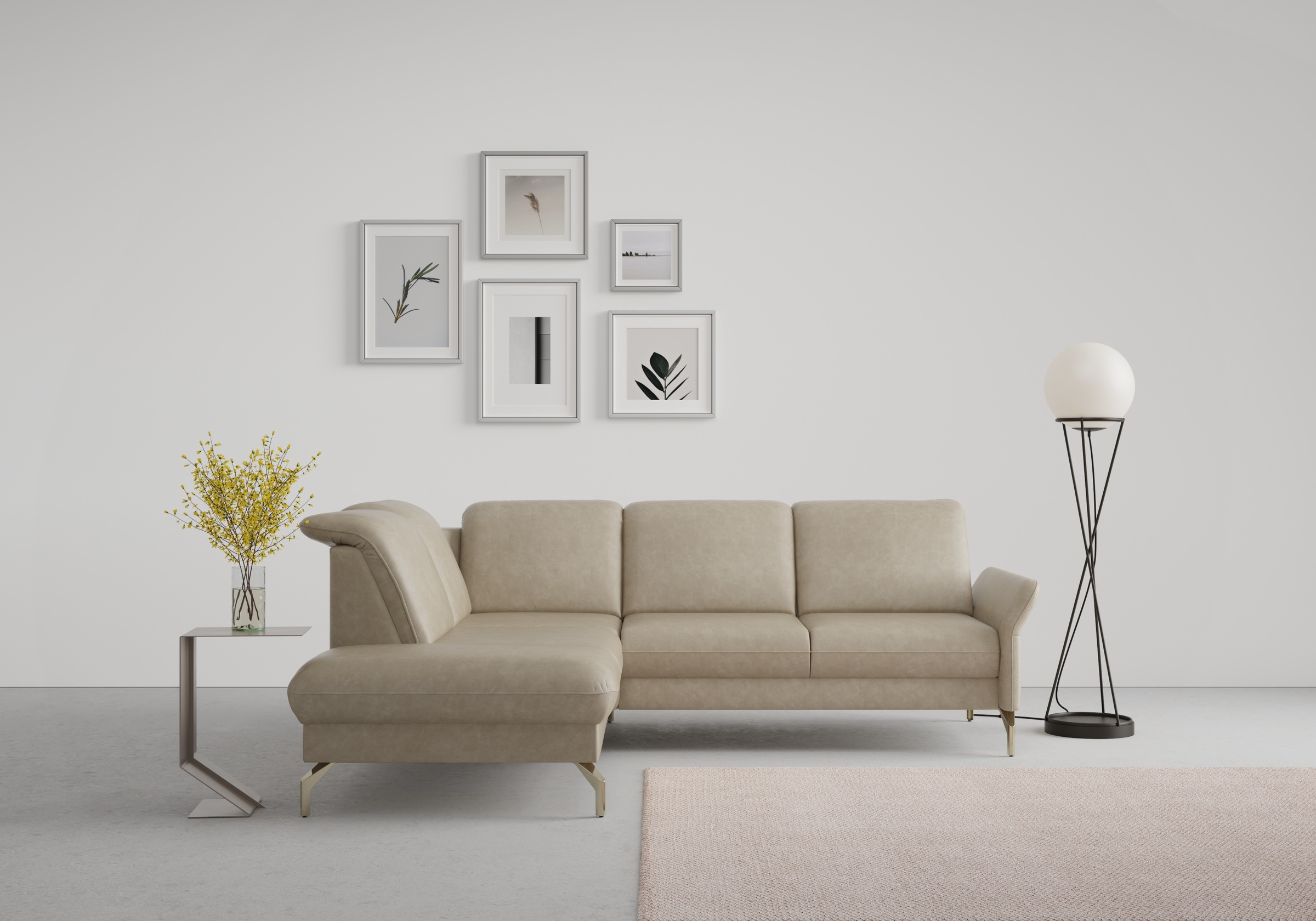 sit&more Ecksofa »Fashion L-Form«, wahlweise mit Kopfteilverstellung, Vorziehsitz, motorisch, Nickelfüsse