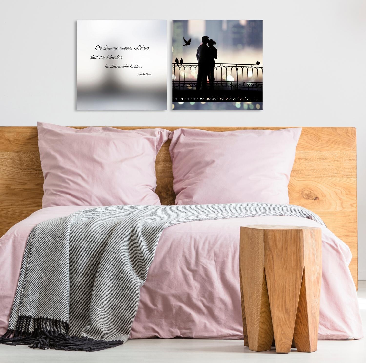 queence Tableau sur toile »Summe« Set,  Premium-Leinwandstoff, Handarbeit aus Deutschland, Zitat, 2er Set