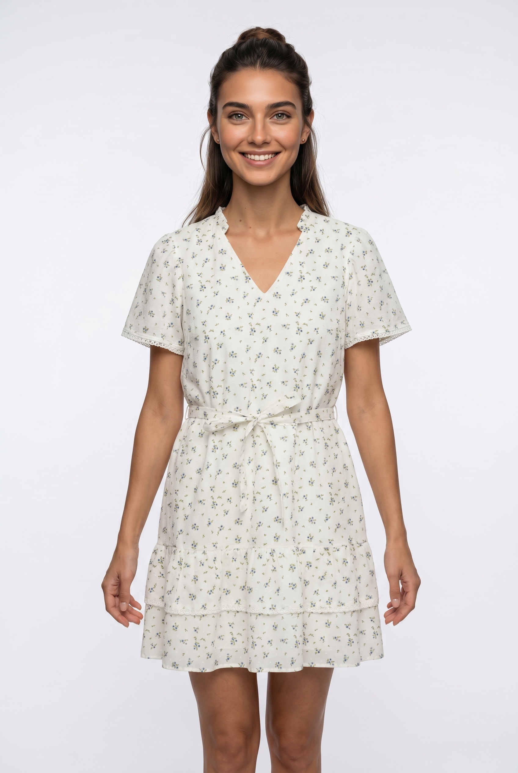 Image of Vero Moda Minikleid "VMTRINE SS SHORT LACE DRESS WVN NOOS" Baumwolle