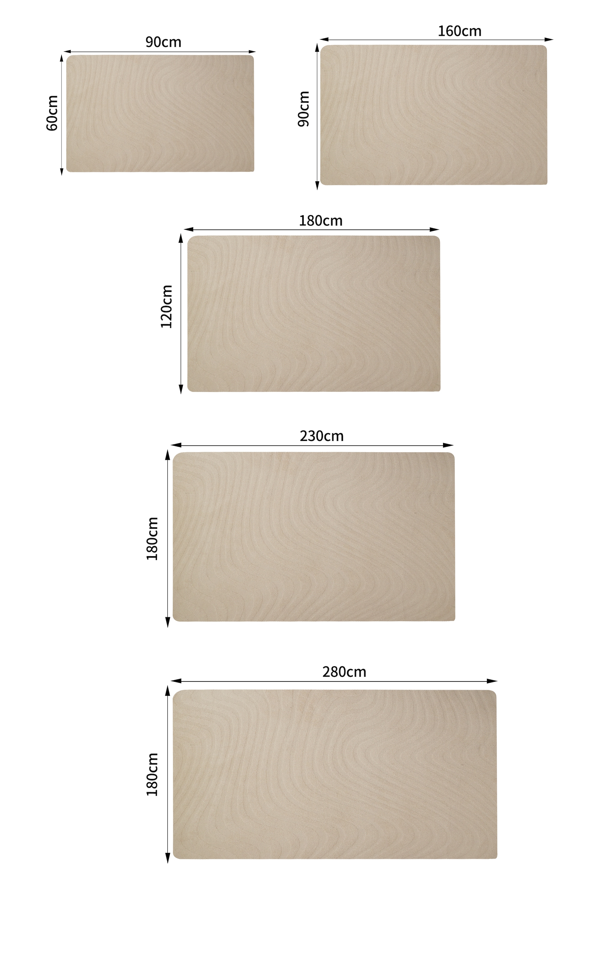 GOODproduct Teppich »Jola Welle, Hoch-Tief-Design« rechteckig 12 mm Höhe Wellenmuster, Boho, Modern, 3D, Wohnzimmer, Schlafzimmer