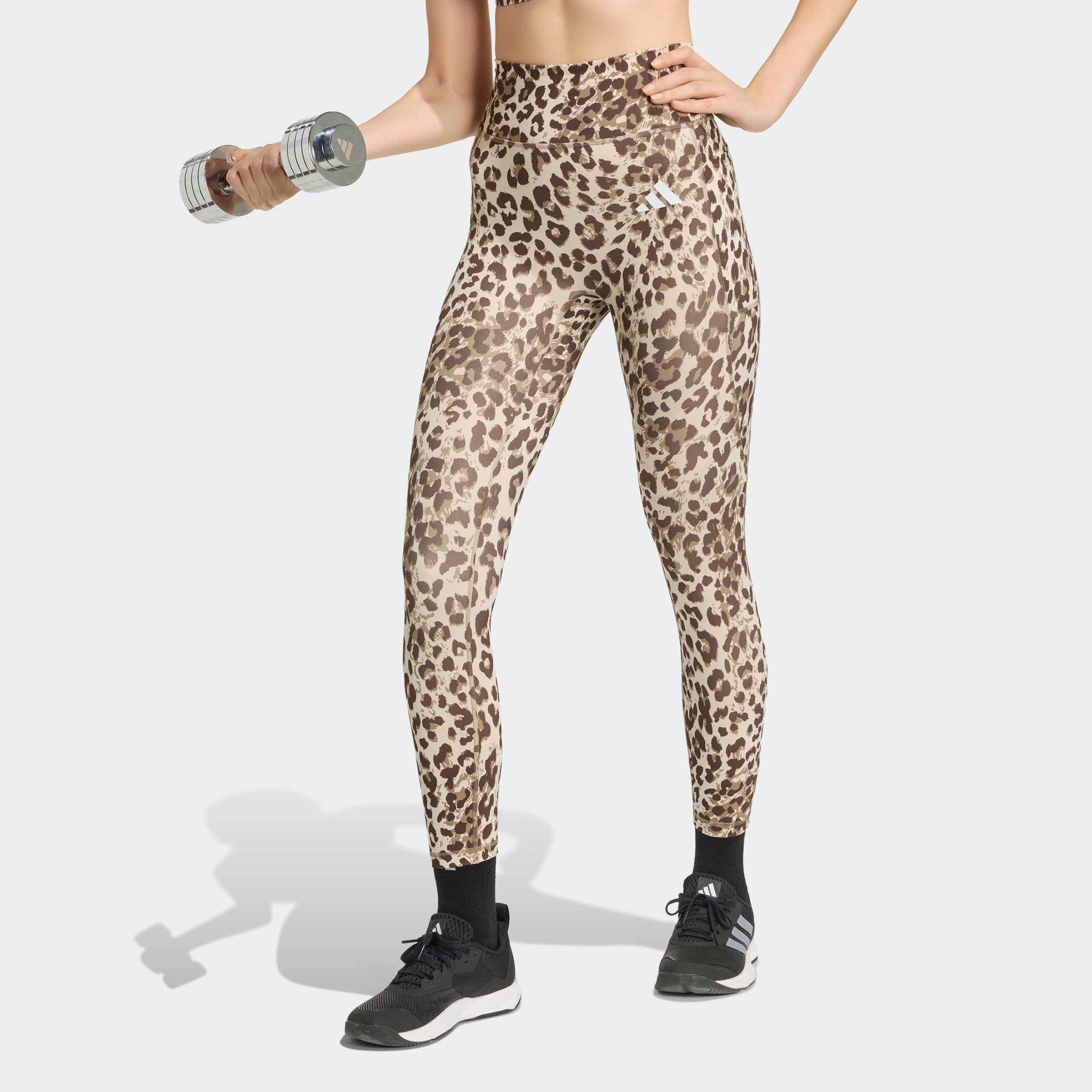 adidas Performance Caleçon d'entraînement »OPTIME ESSENTIALS 3-STREIFEN LEOPARD 7/8 LEGGINGS«