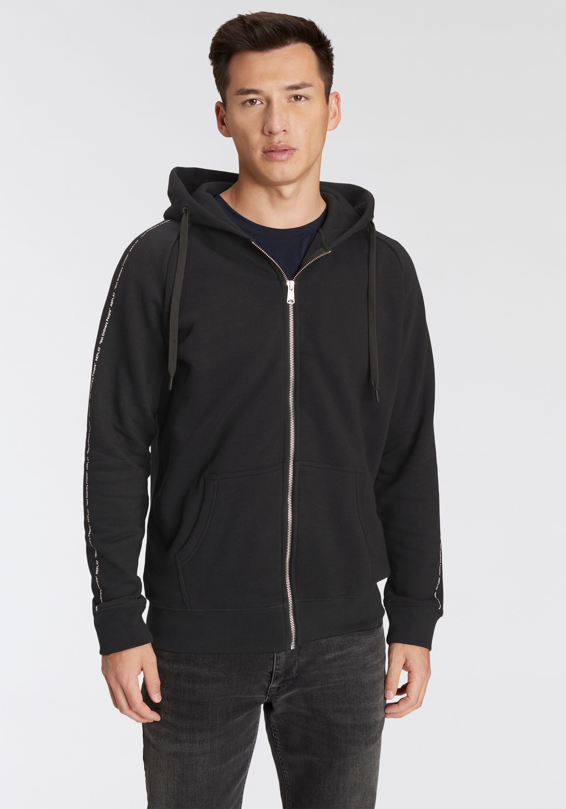 Image of Replay Kapuzensweatjacke, mit Logo-Tape an den Ärmeln bei Ackermann Versand Schweiz