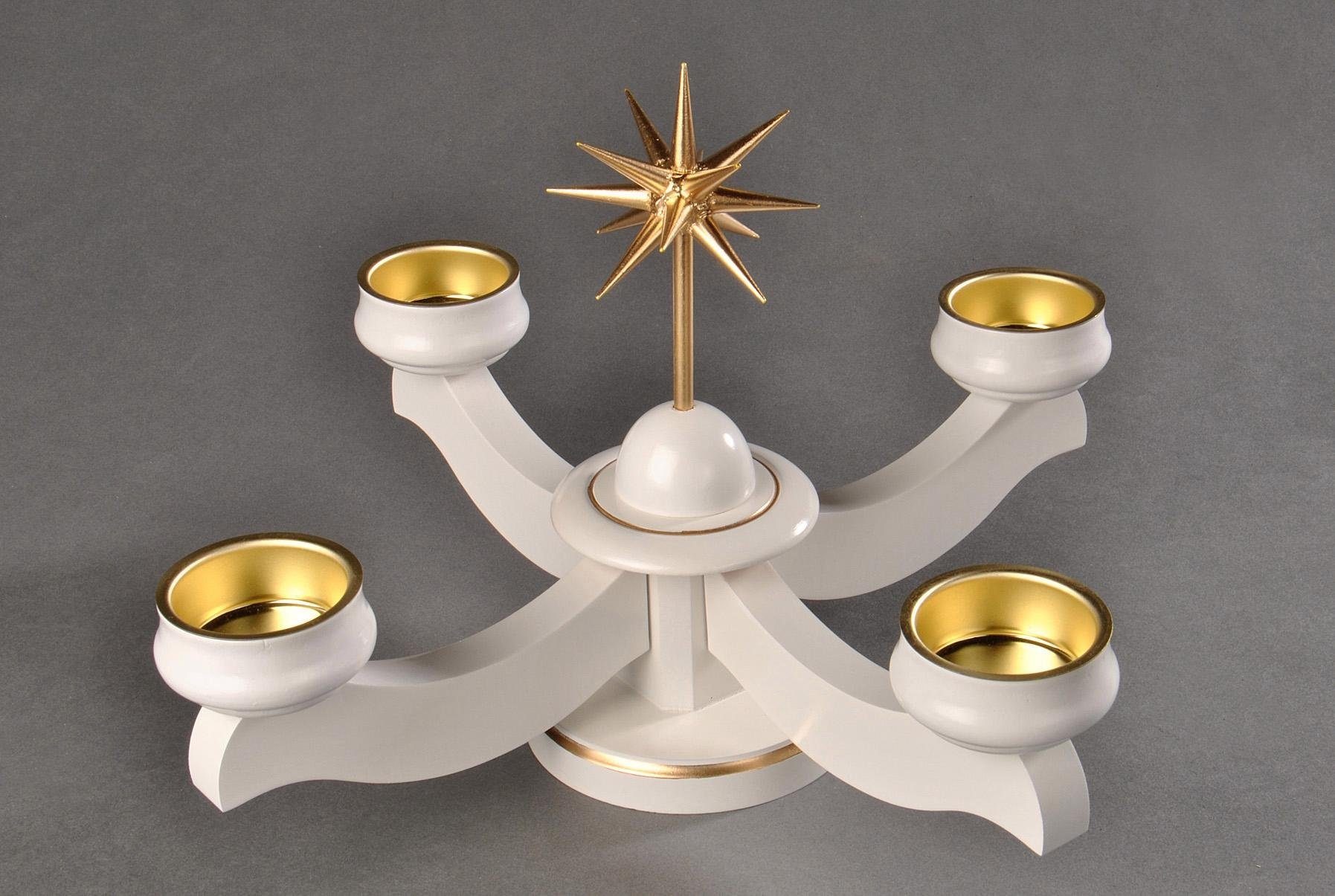 Image of Albin Preissler Adventsleuchter "Weihnachtsstern, Handwerkskunst aus dem Erzgebirge" Ø 22 cm, aus Buchenholz