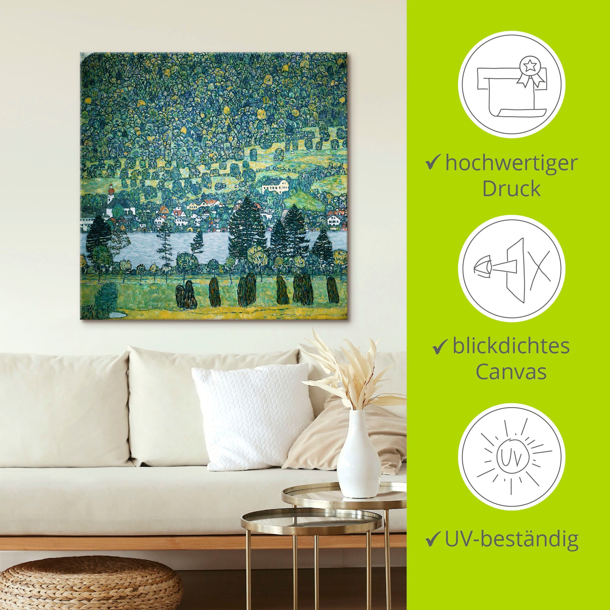 Artland Tableau sur toile »Waldabhang in Unterach am Attersee« 1 cuis tlg. auf Holzrahmen gespannt