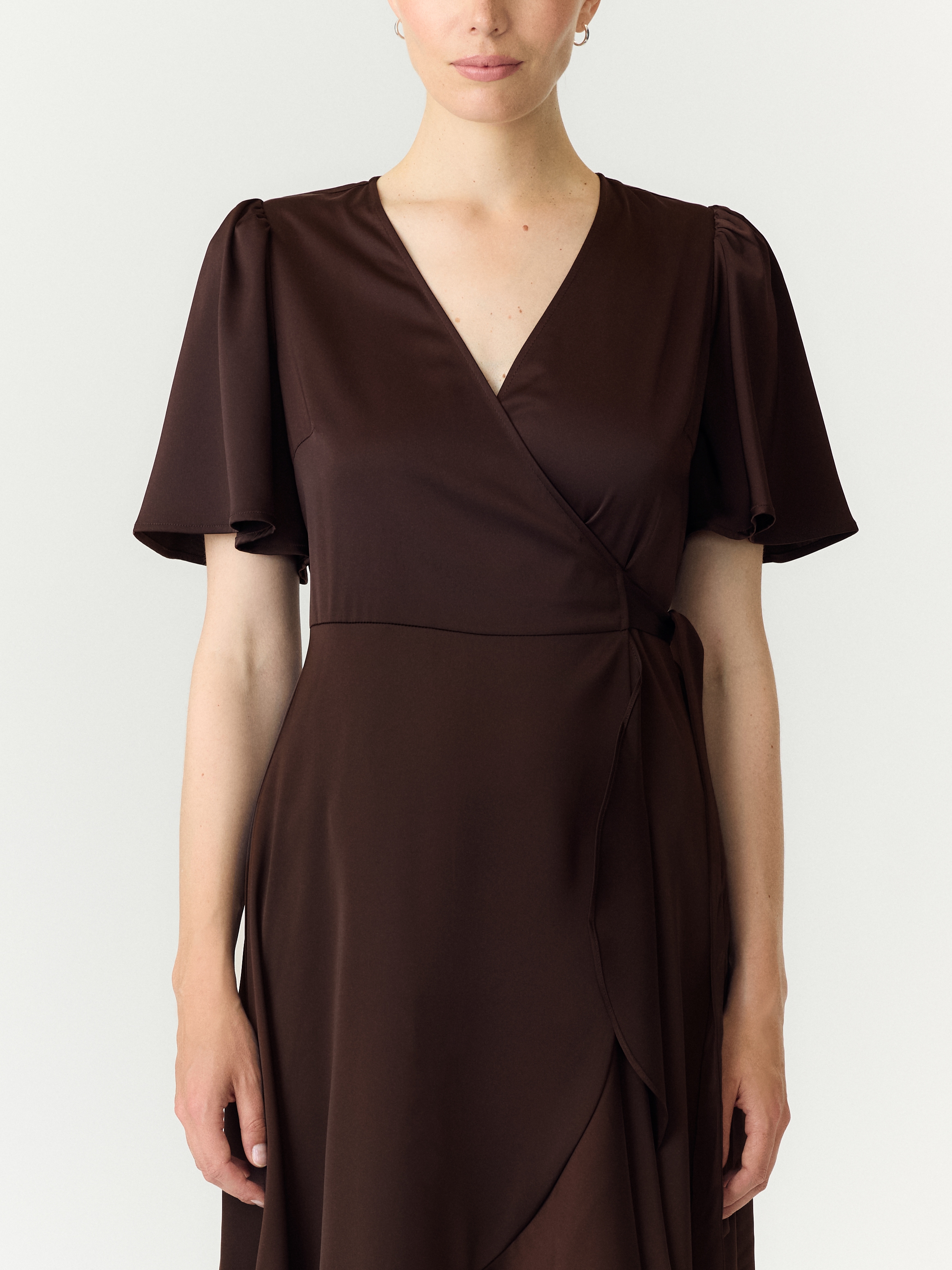 Image of Y.A.S Wickelkleid "YASTHEA 2/4 MIDI WRAP DRESS S. NOOS" Materialmix, regular fit