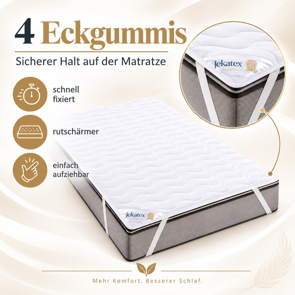 Jekatex Surmatelas »Denver, Matratzenauflage – supersoft, hygienisch bis 95 °C waschbar« assure un sommeil réparateur et une hygiène exigeante !
